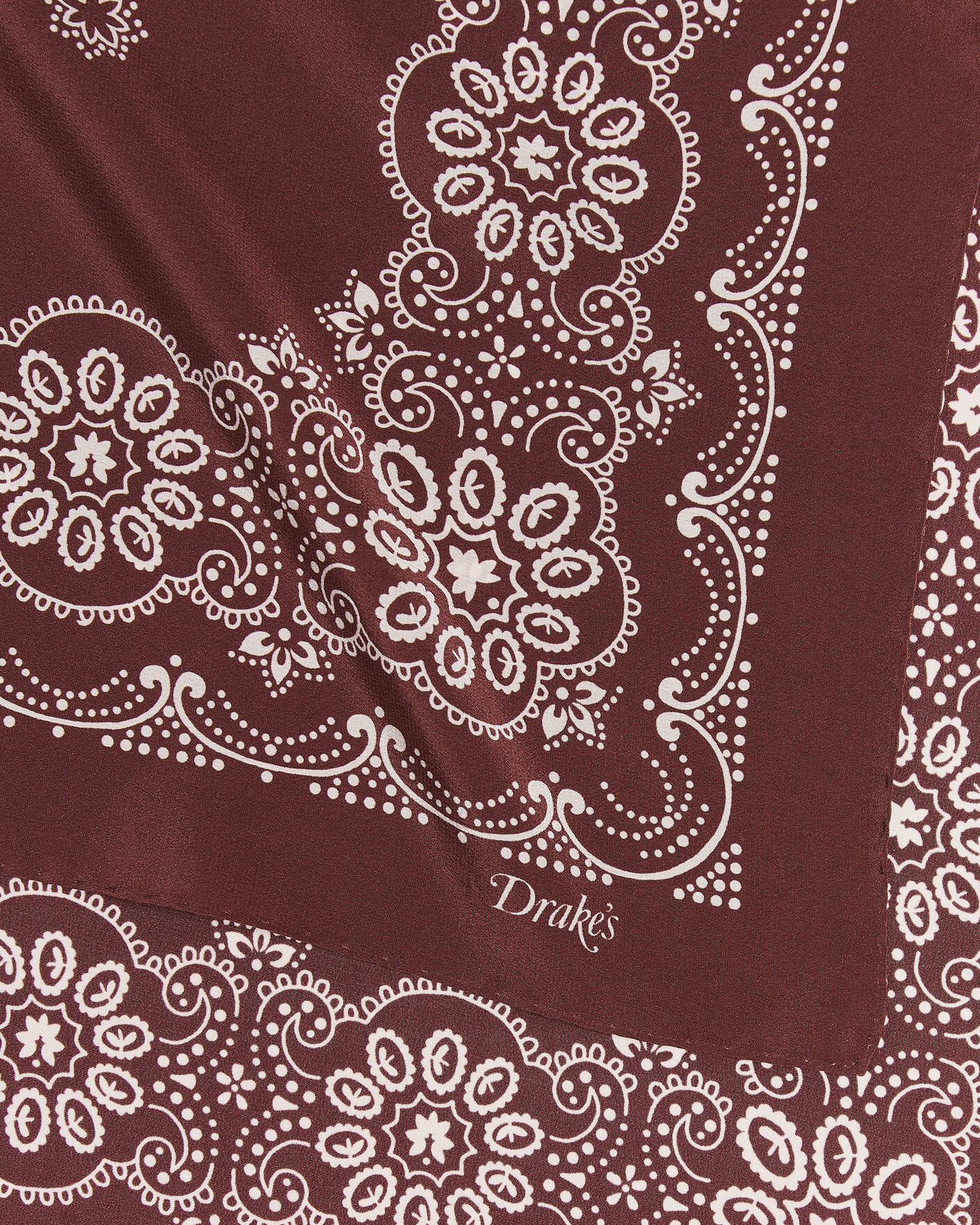 Mies | Huivit | Drake's | Traditional Silk Bandana Burgundy