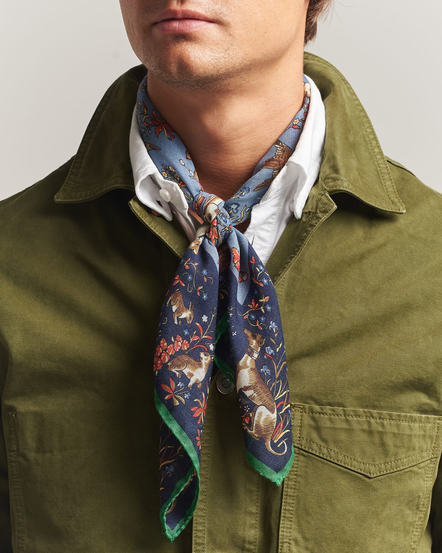 Mies | Huivit | Drake's | Unicorn Tapestry Wool/Silk Bandana Navy