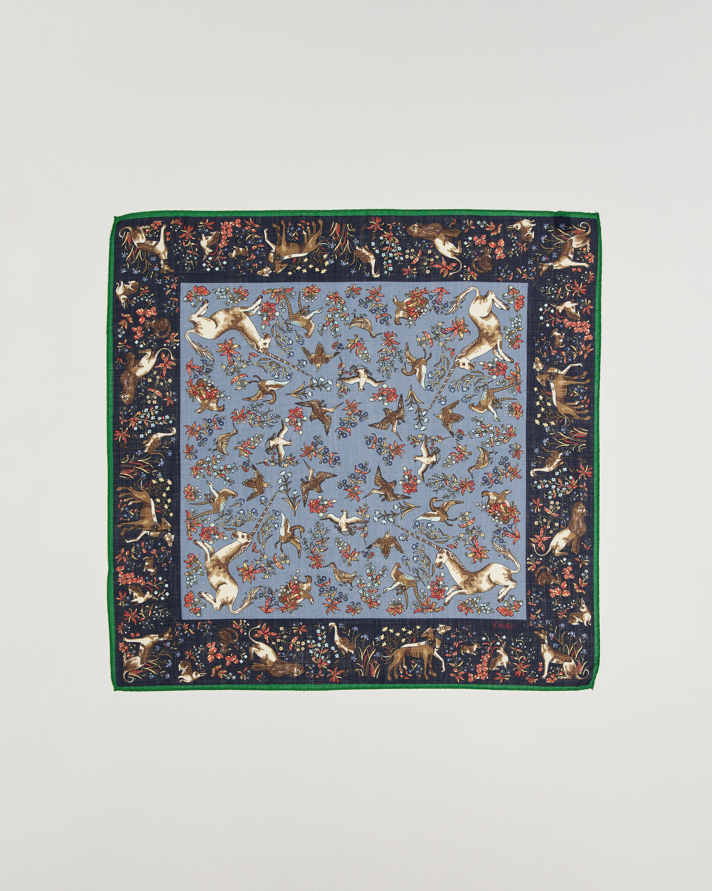 Mies | Huivit | Drake's | Unicorn Tapestry Wool/Silk Bandana Navy