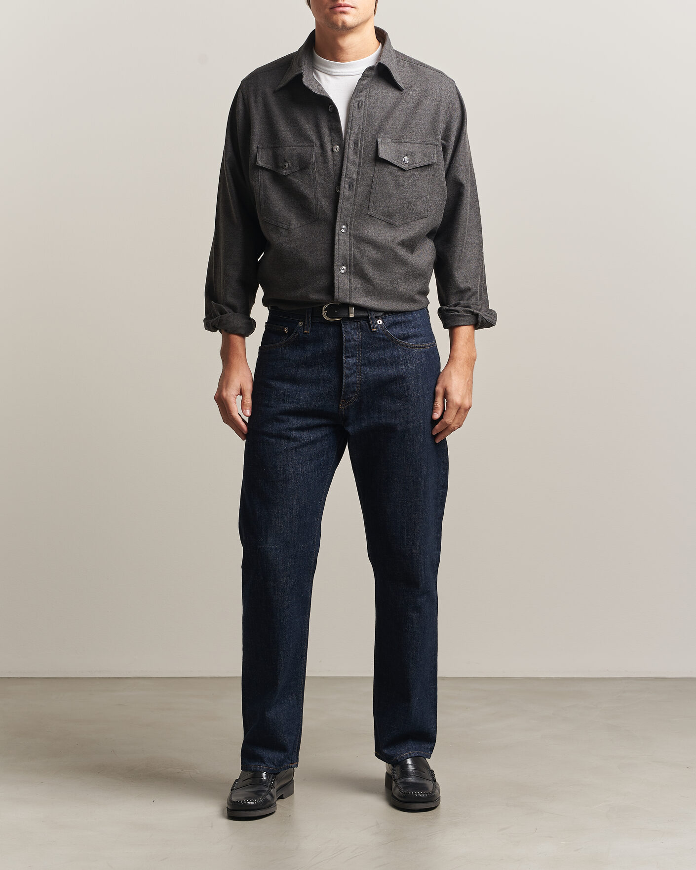 Mies | Kauluspaidat | Drake's | Two Pocket Casual Shirt Grey