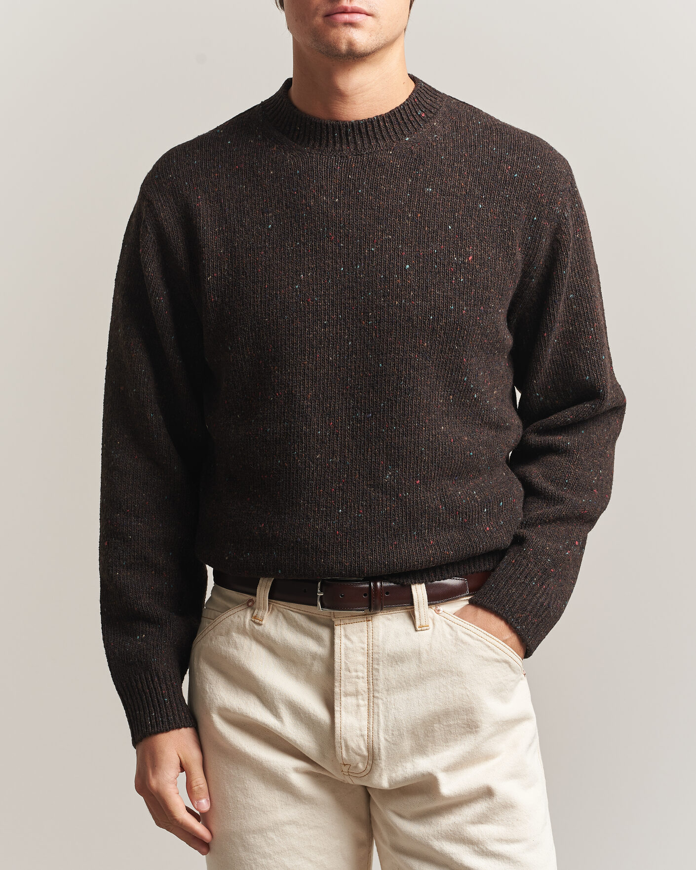Mies | Puserot | Drake's | Donegal Crewneck Brown