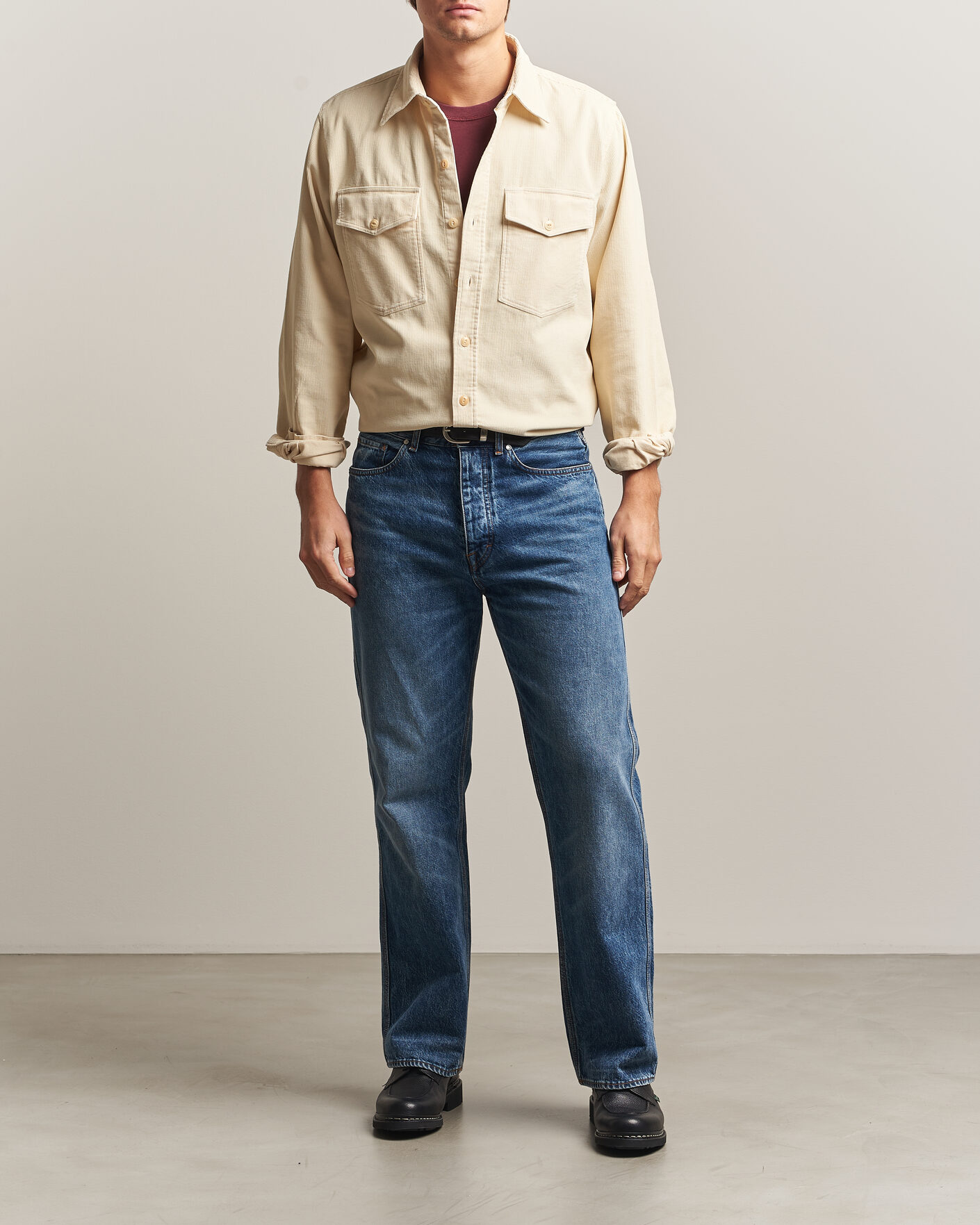Mies | Kauluspaidat | Drake's | Two Pocket Corduroy Shirt Ecru