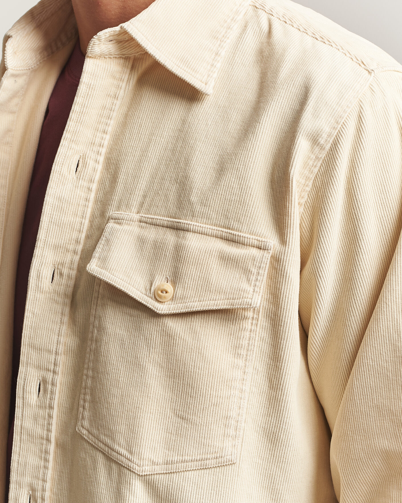 Mies | Kauluspaidat | Drake's | Two Pocket Corduroy Shirt Ecru