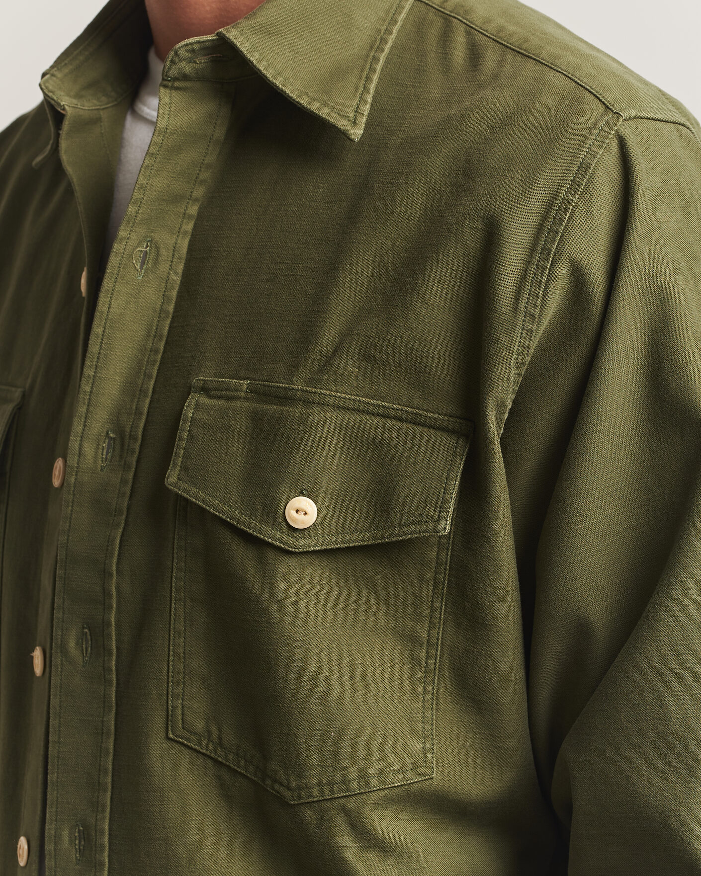 Mies | Kauluspaidat | Drake's | Two Pocket Casual Cotton Shirt Olive