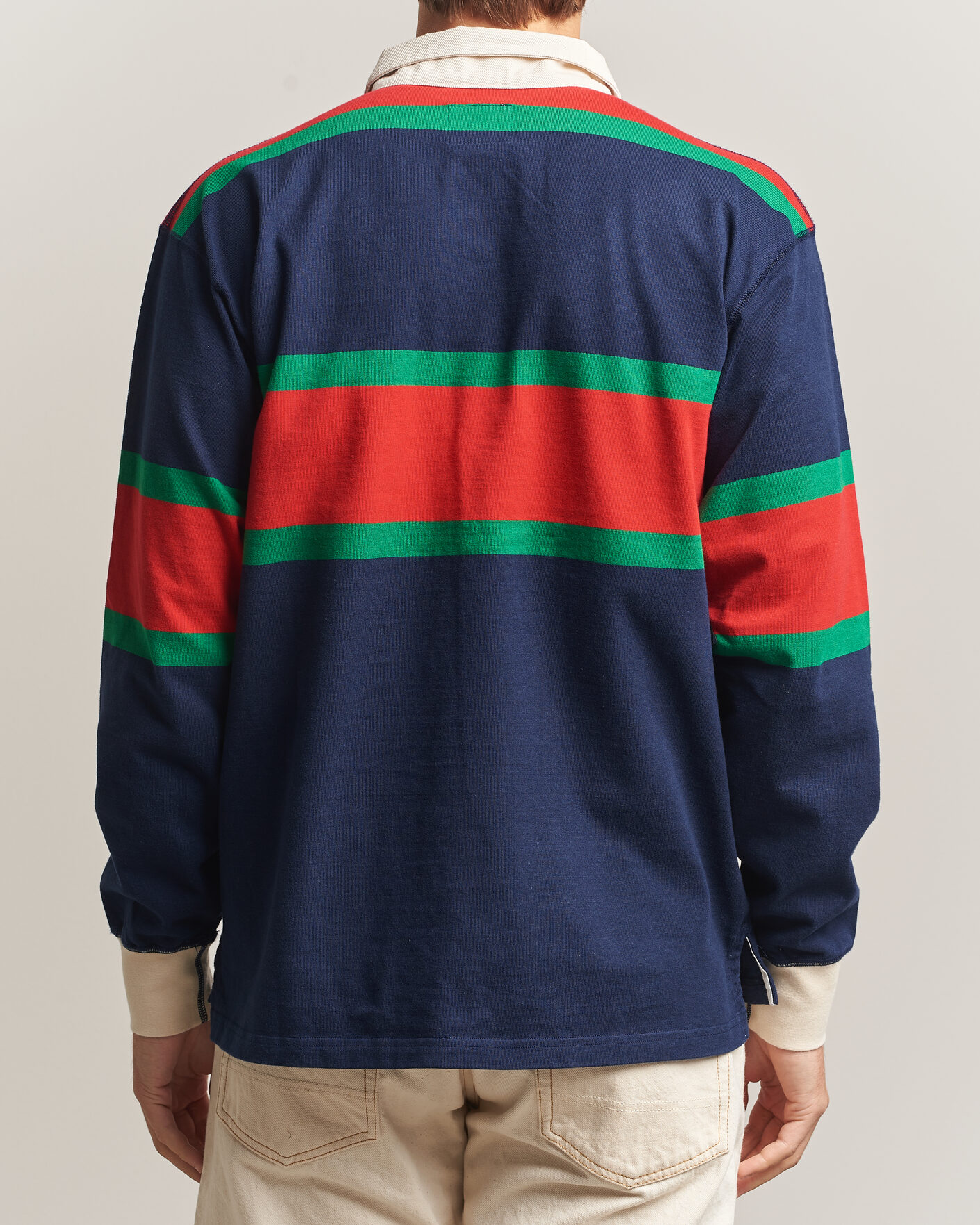 Mies | Puserot | Drake's | Middle Stripe Rugby Navy/Red/Green