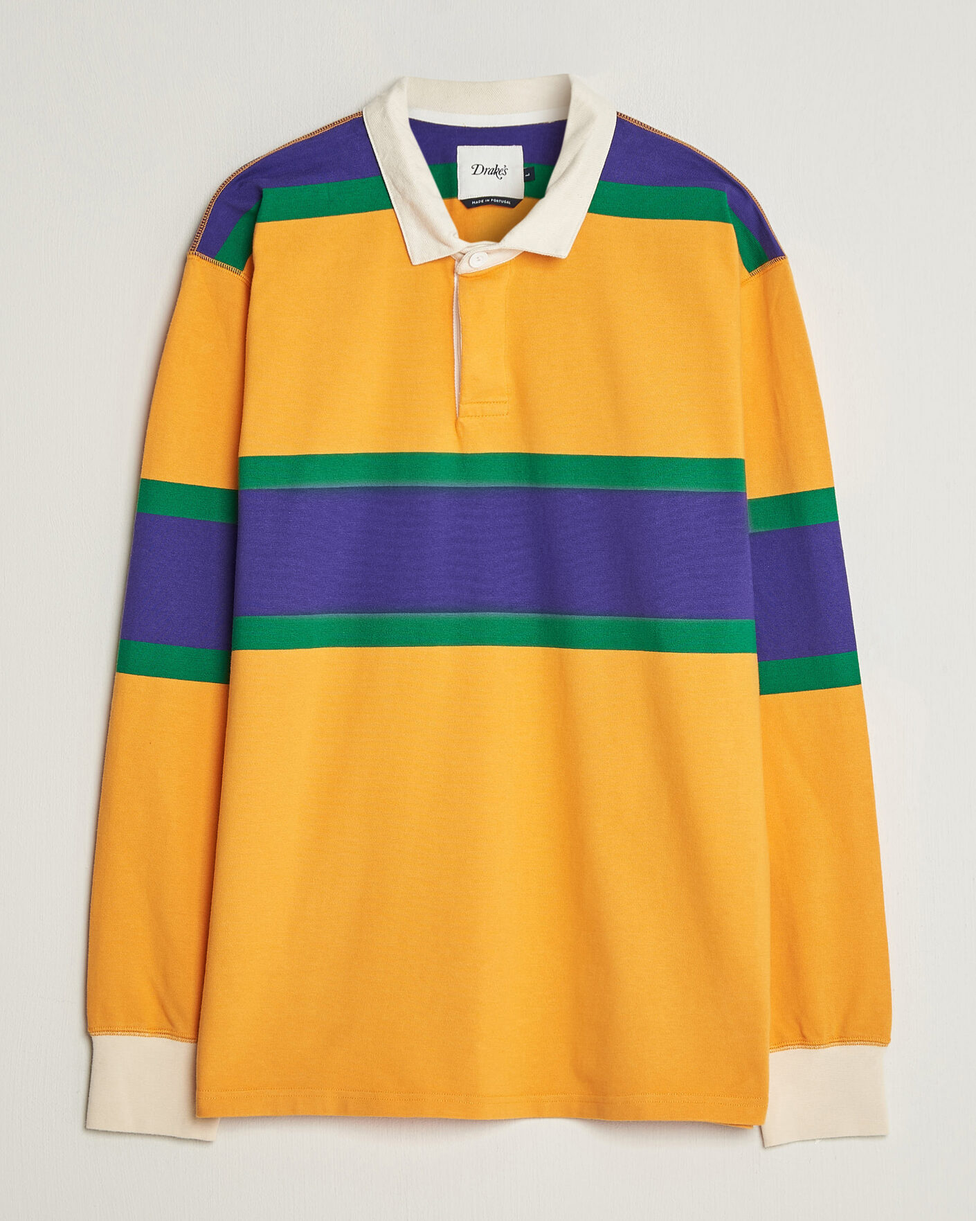 Mies | Puserot | Drake's | Block Stripe Rugby Yellow