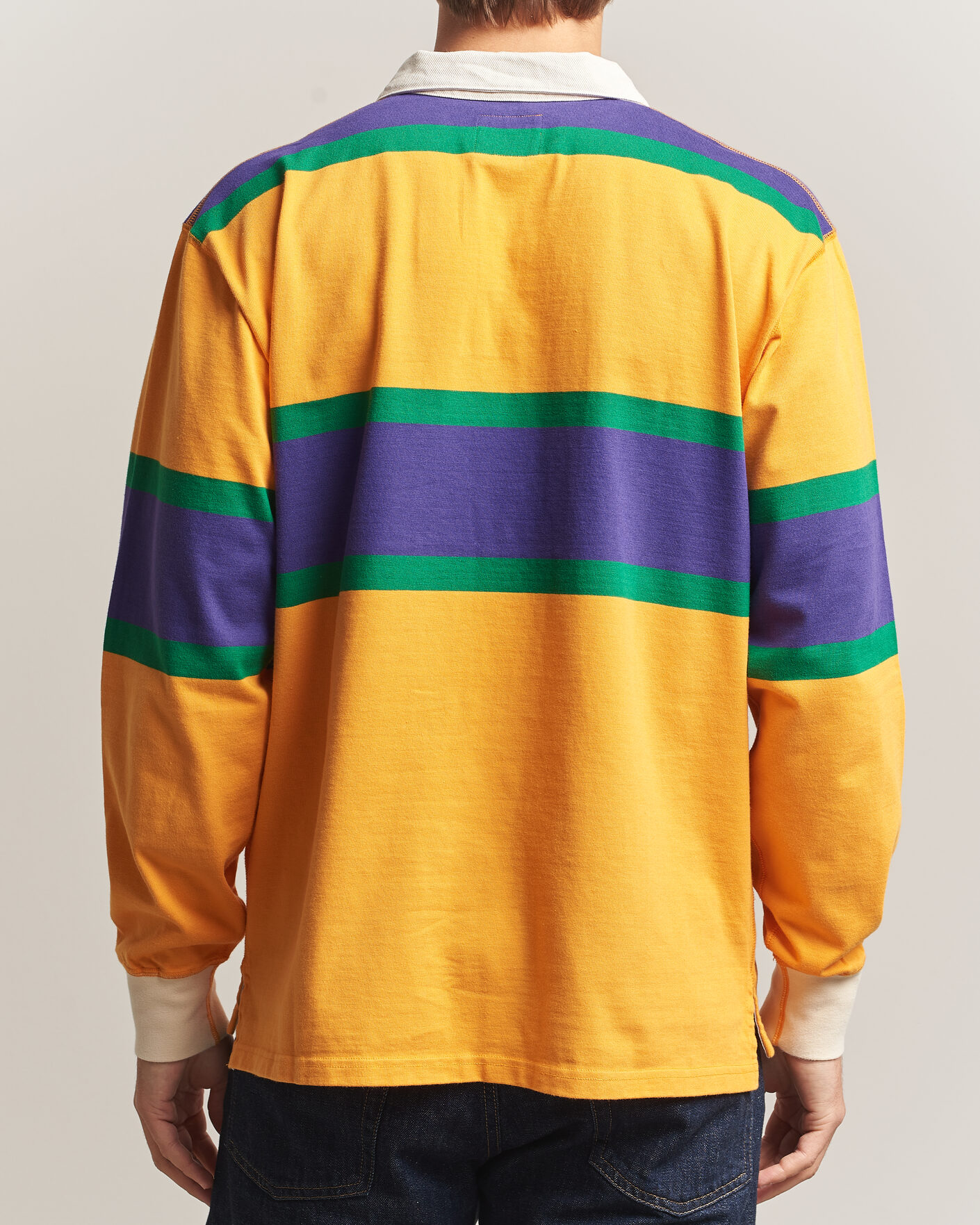 Mies | Puserot | Drake's | Block Stripe Rugby Yellow