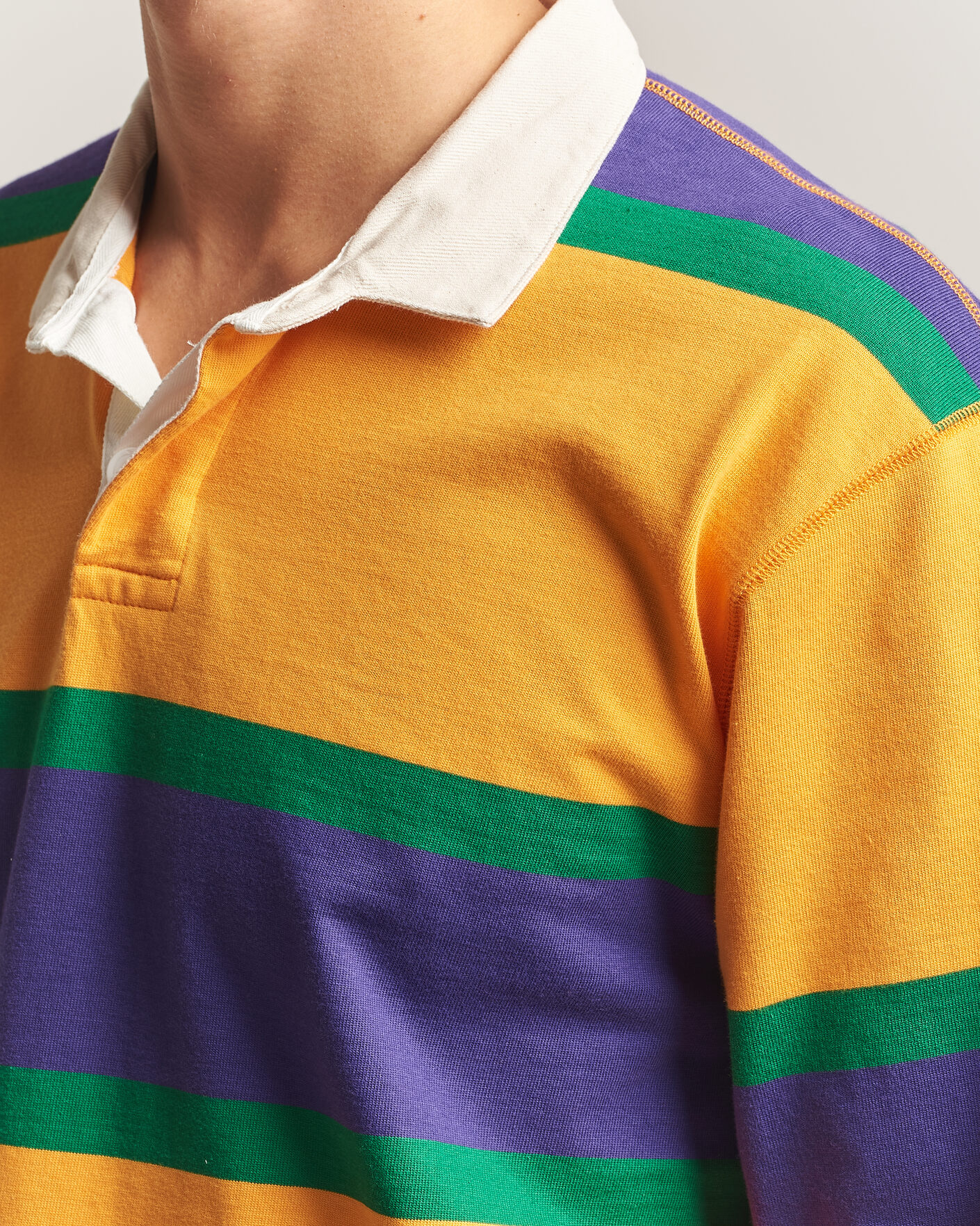 Mies | Puserot | Drake's | Block Stripe Rugby Yellow