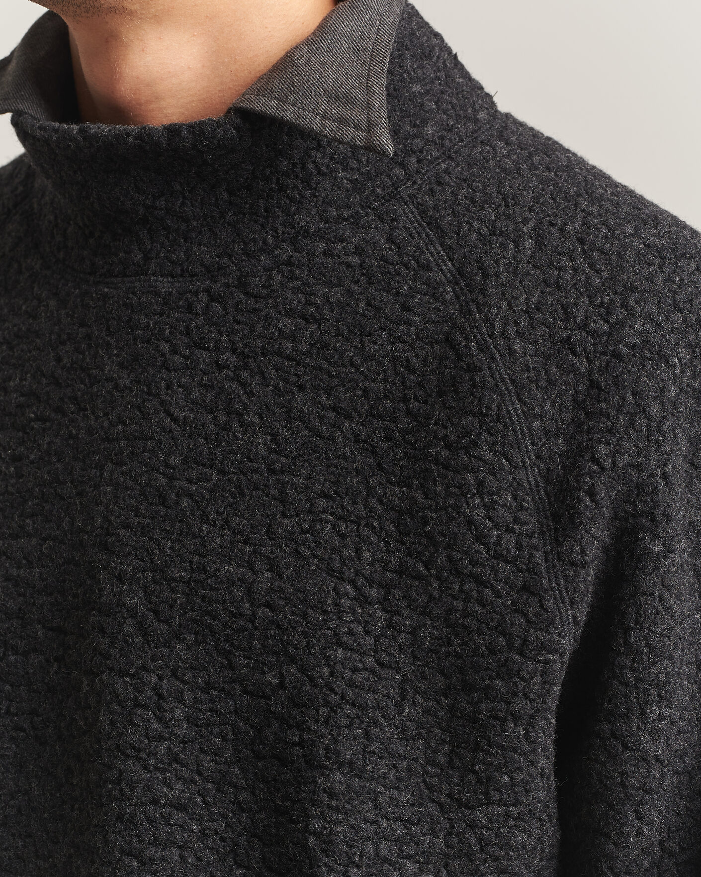 Mies | Puserot | Drake's | Mock Neck Fleece Grey