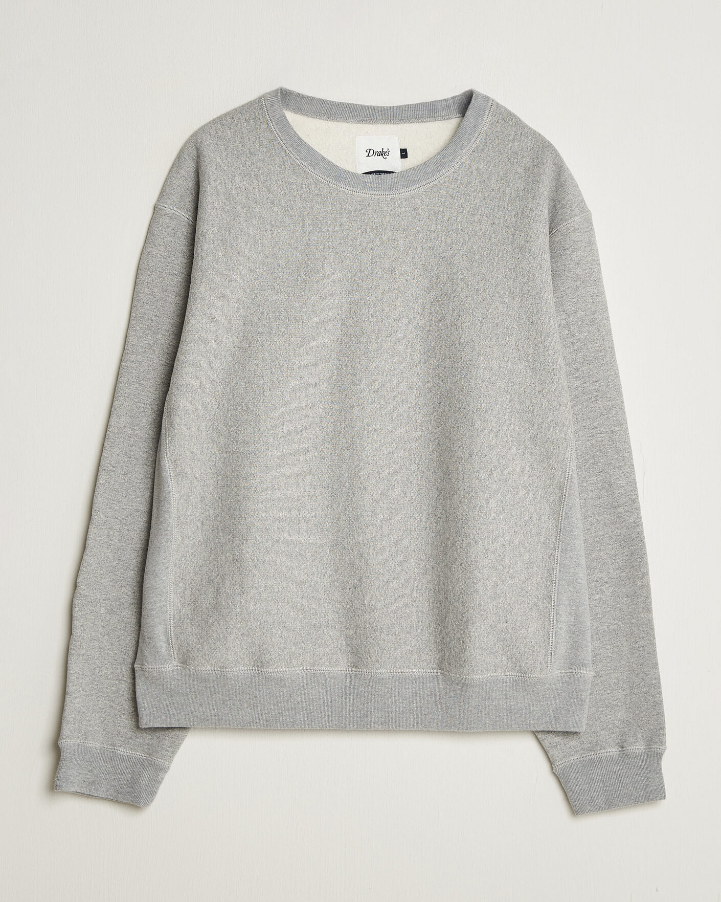 Mies | Puserot | Drake's | Reverse Weave Crewneck Sweatshirt Grey