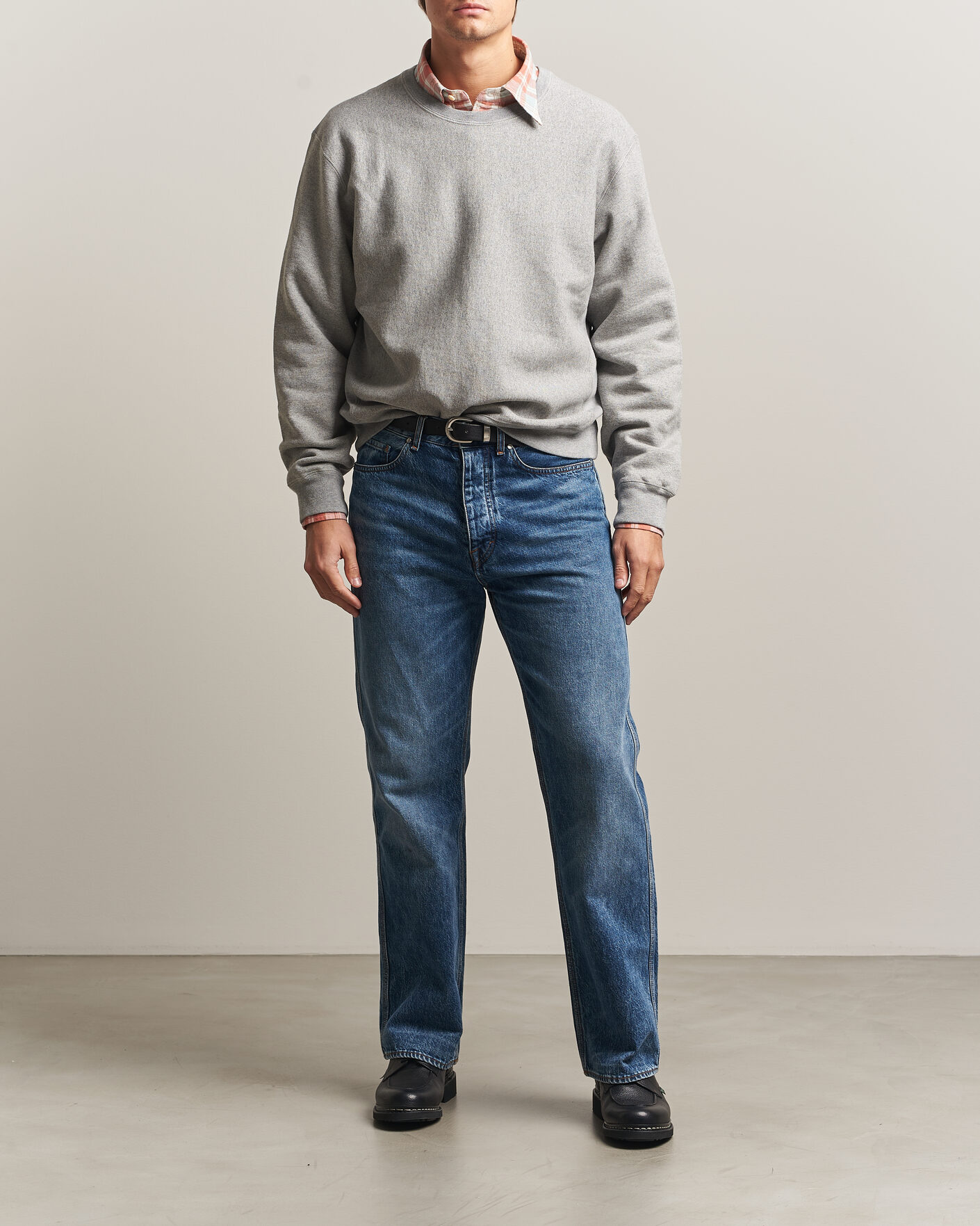 Mies | Puserot | Drake's | Reverse Weave Crewneck Sweatshirt Grey