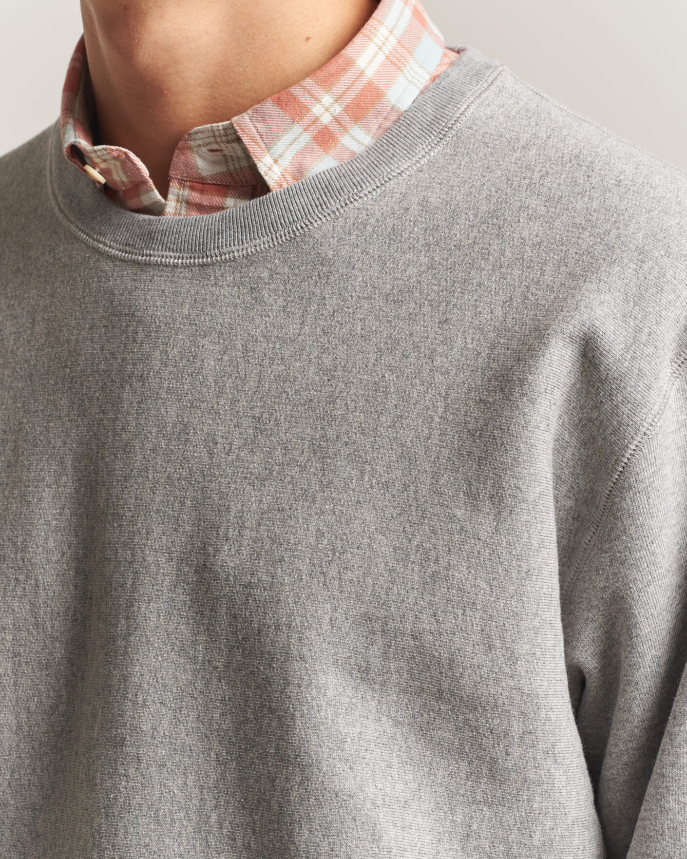 Mies | Puserot | Drake's | Reverse Weave Crewneck Sweatshirt Grey
