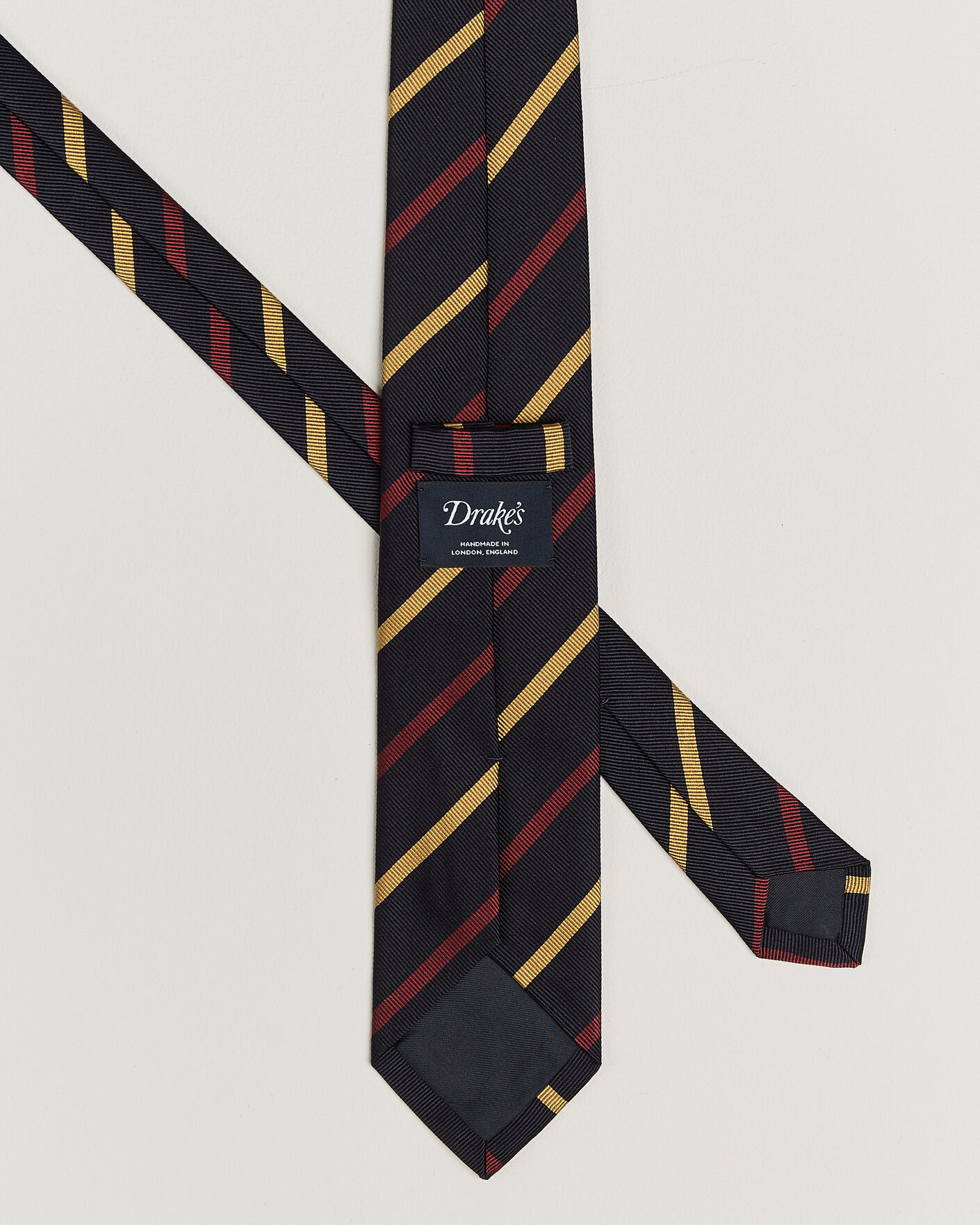 Mies | Solmiot | Drake's | Line Stripe Super Reppe Tie Navy/Red/Yellow