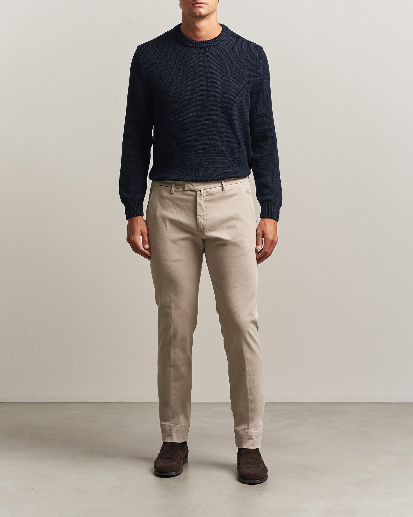 Mies | Housut | Briglia 1949 | Slim Fit Cotton Stretch Trousers Beige