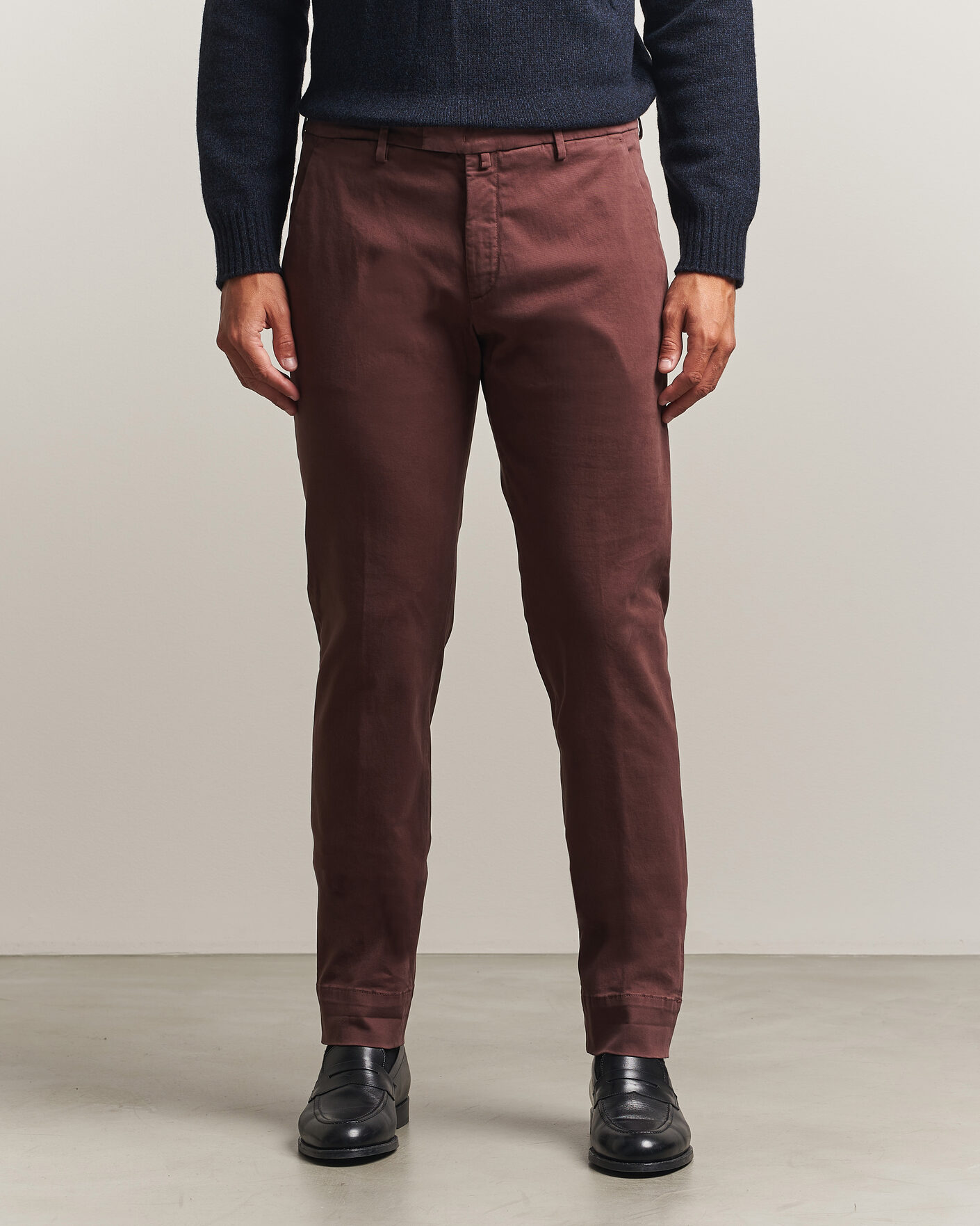 Mies | Housut | Briglia 1949 | Slim Fit Cotton Stretch Trousers Burgundy