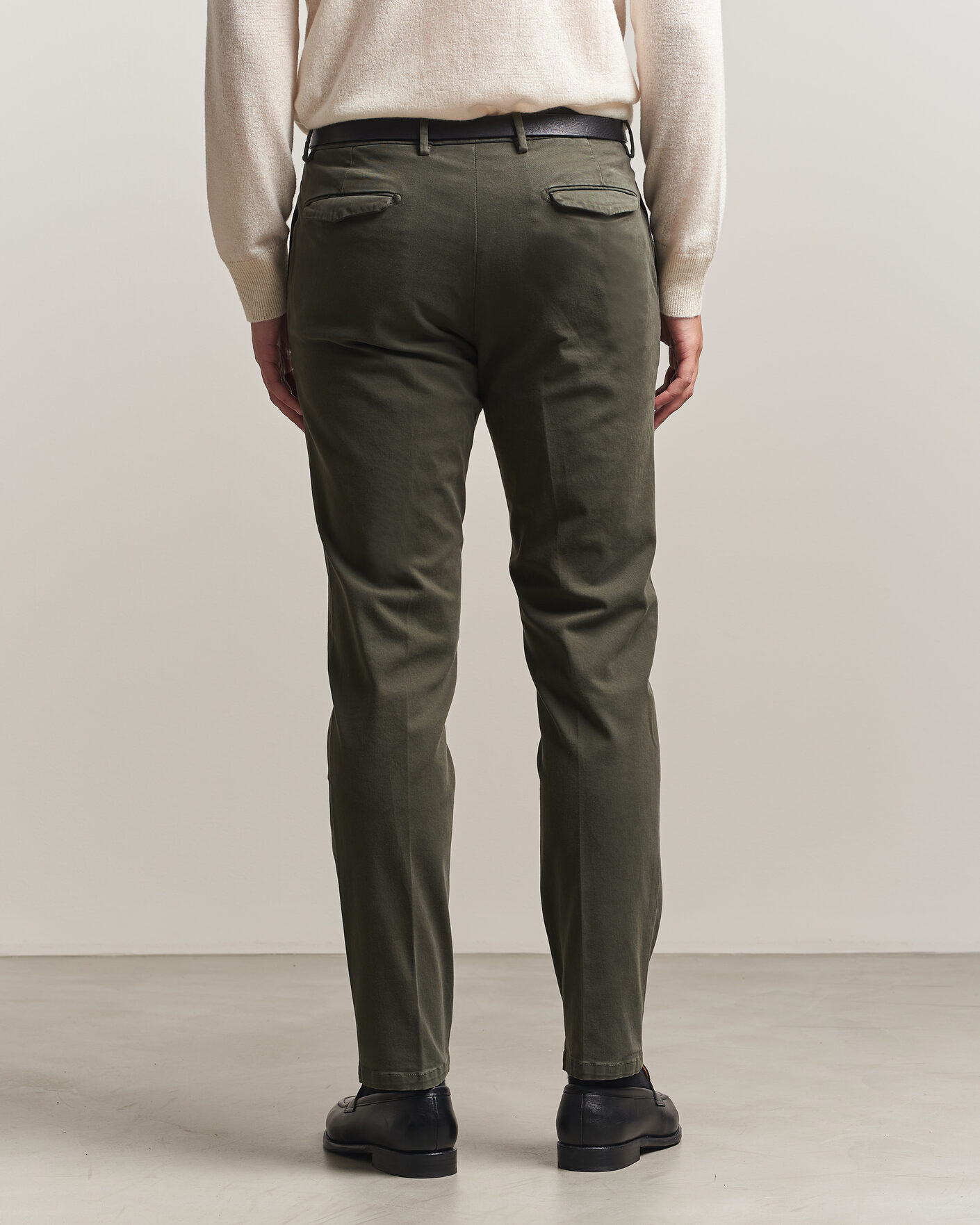 Mies | Housut | Briglia 1949 | Easy Fit Pleated Cotton Stretch Trousers Military