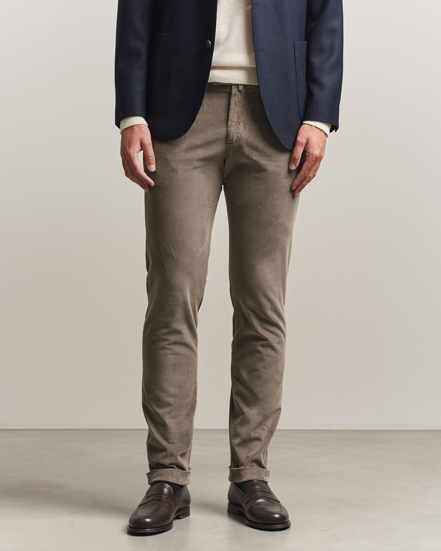 Mies | Housut | Briglia 1949 | Slim Fit Corduroy Trousers Taupe