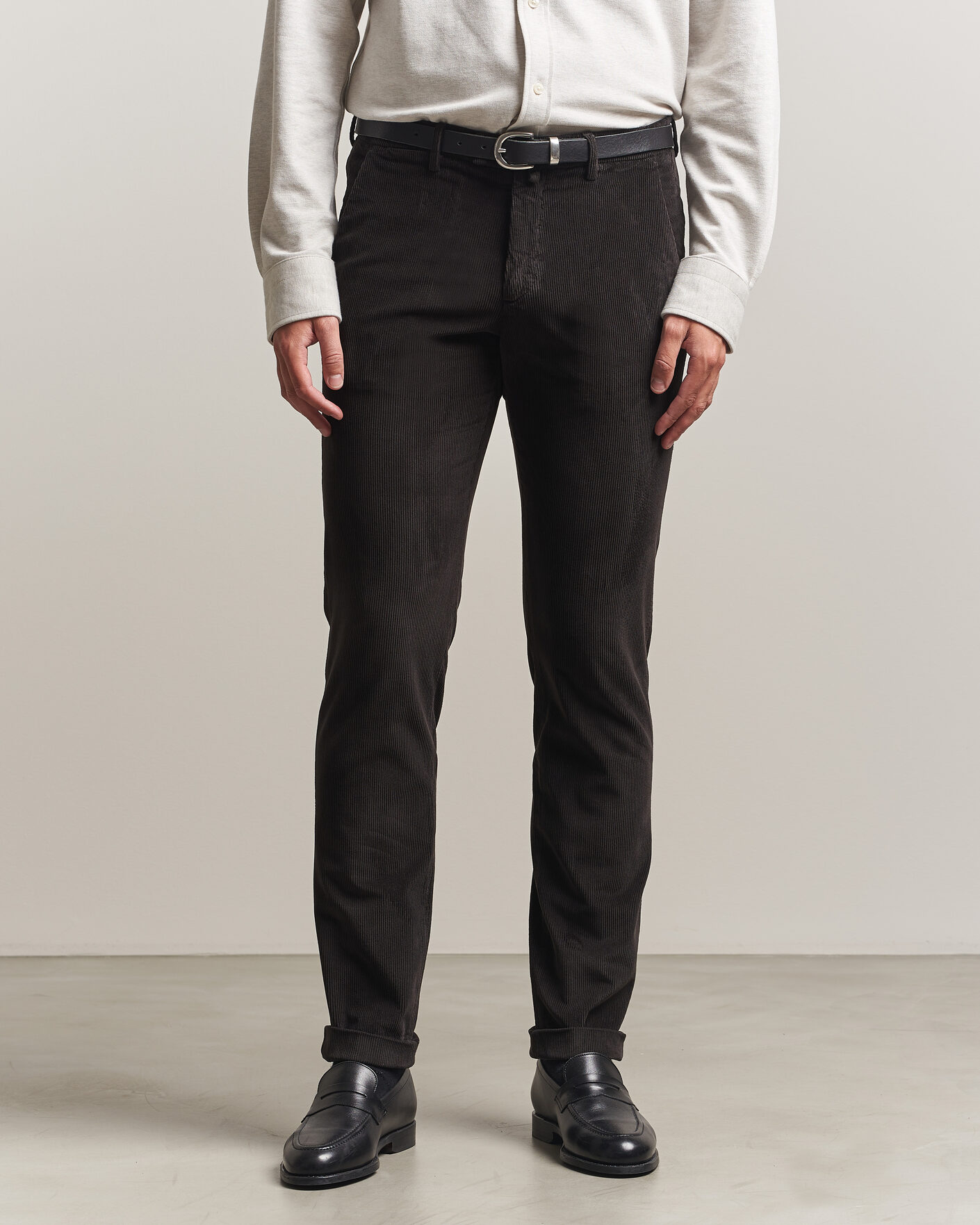Mies | Housut | Briglia 1949 | Slim Fit Corduroy Trousers Dark Brown