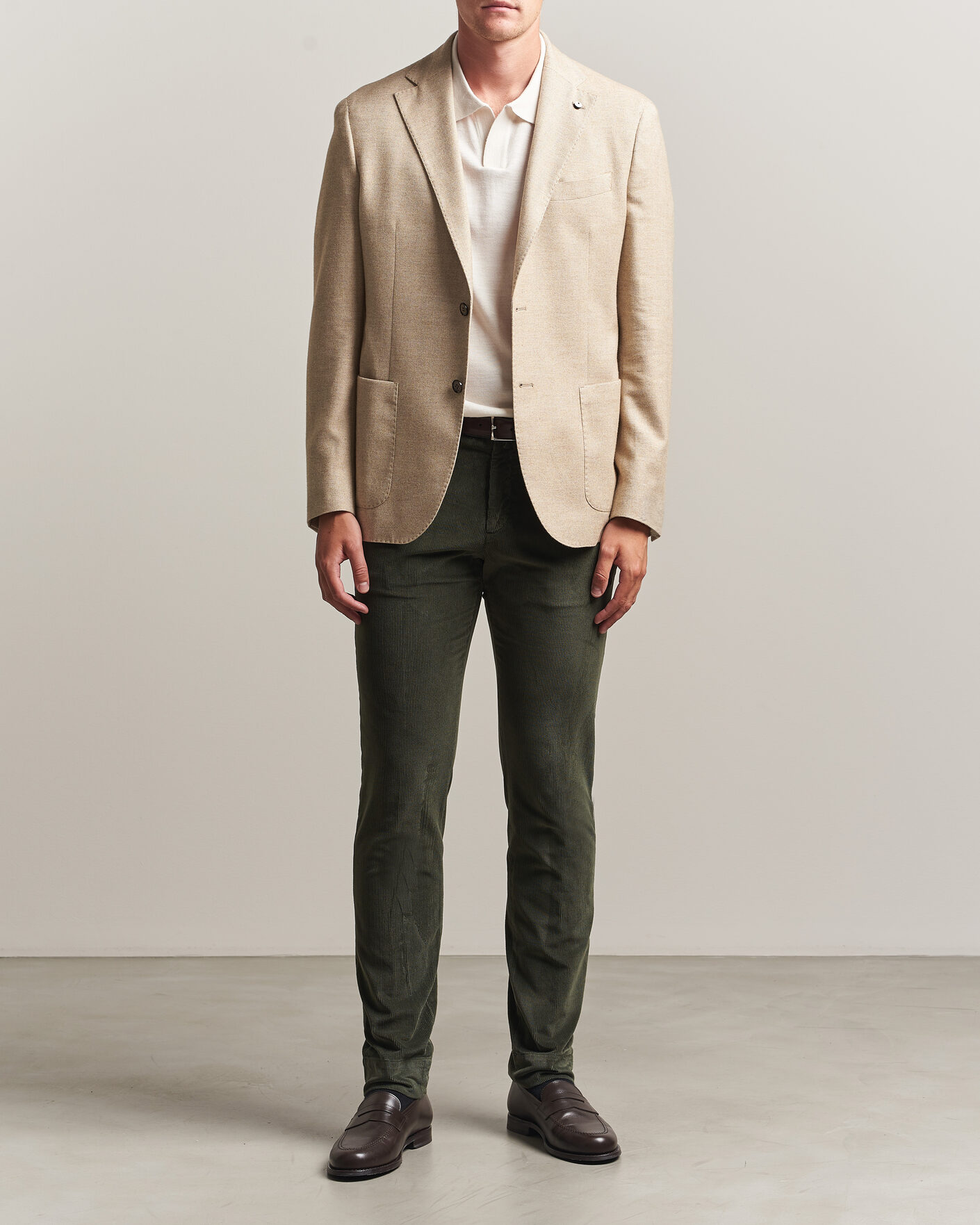 Mies | Housut | Briglia 1949 | Slim Fit Corduroy Trousers Dark Green