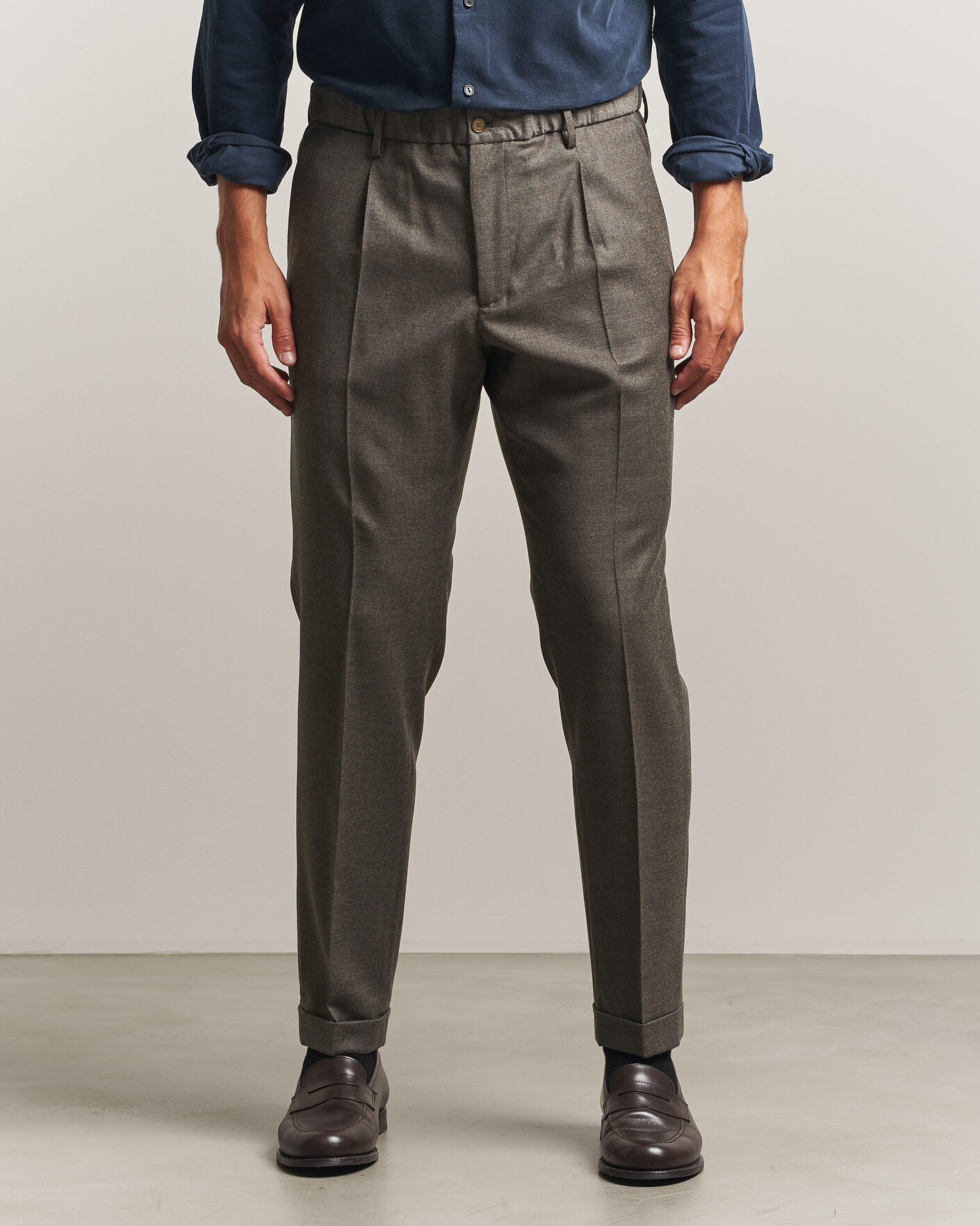 Mies | Housut | Briglia 1949 | Isola Stretch Flannel Trousers Brown