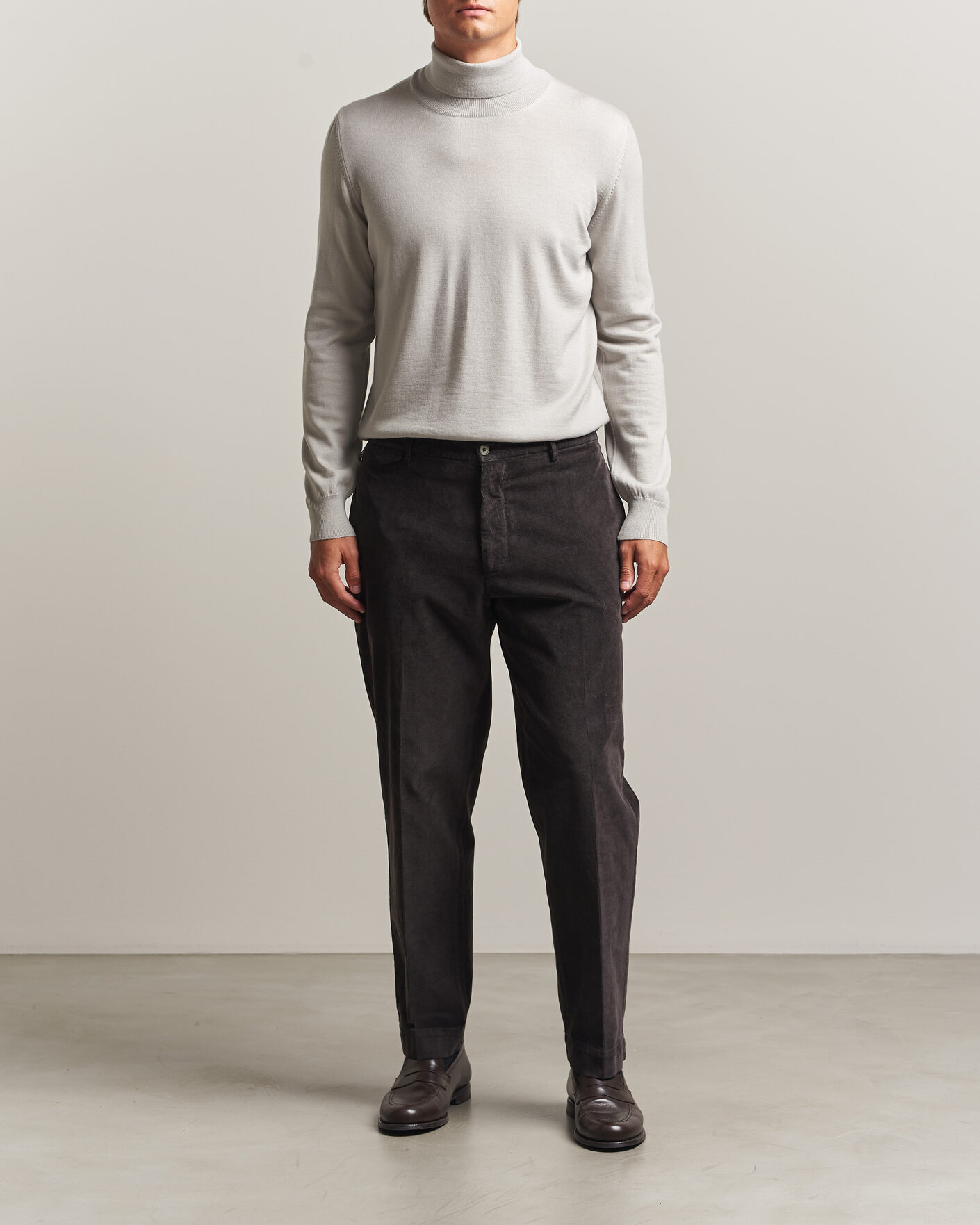 Mies | Puserot | Gran Sasso | Merino Fashion Fit Rollneck Light Beige