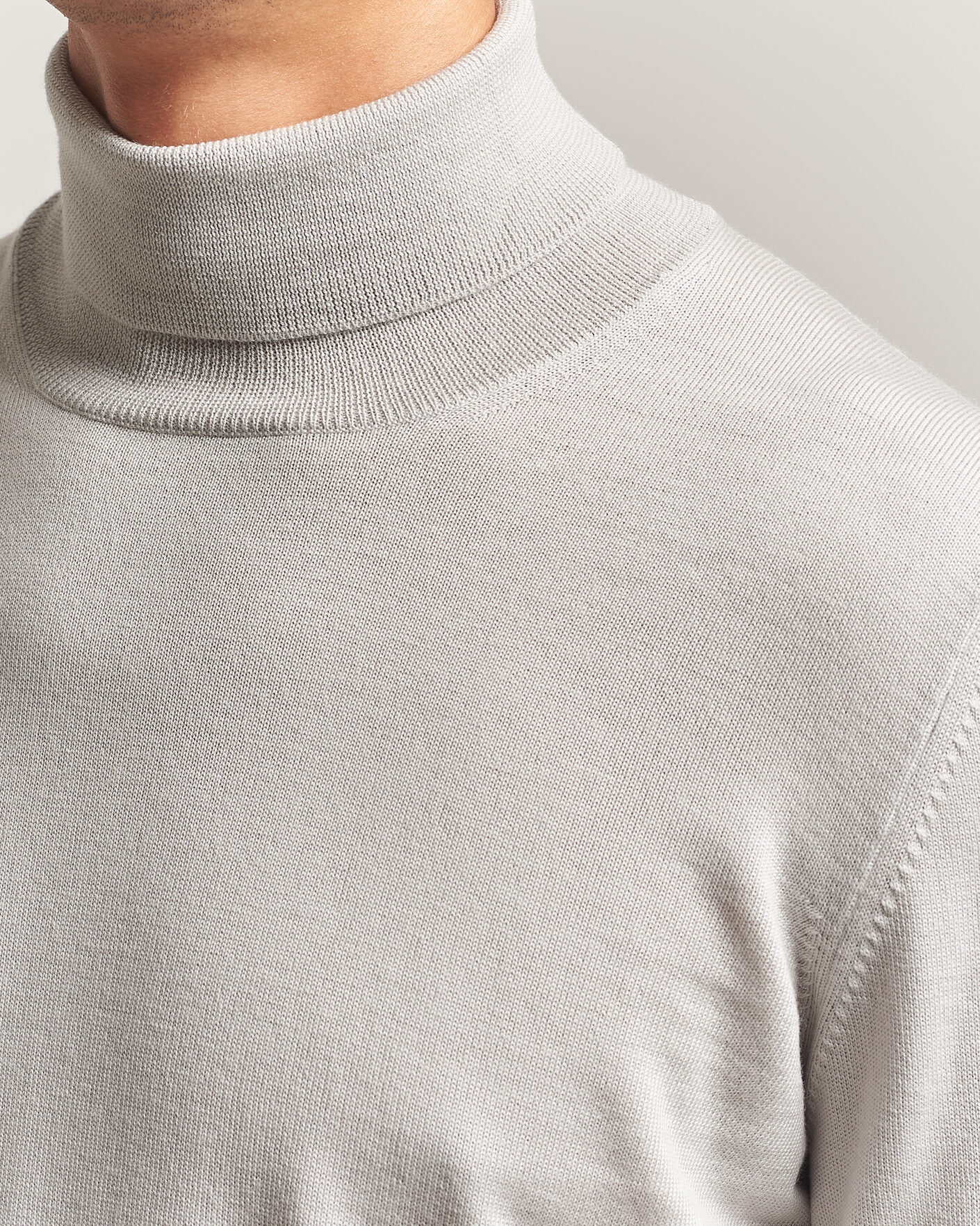 Mies | Puserot | Gran Sasso | Merino Fashion Fit Rollneck Light Beige