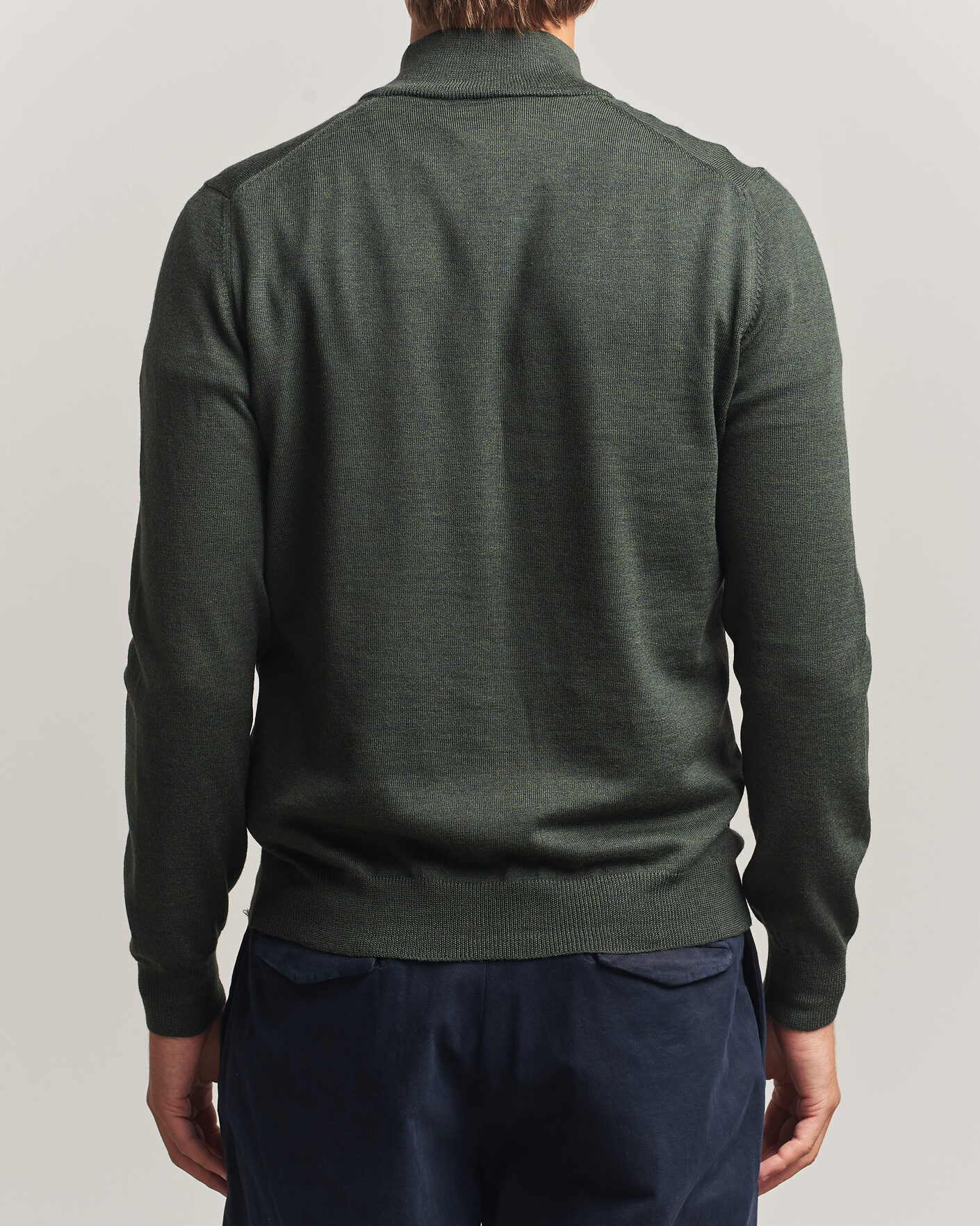 Mies | Puserot | Gran Sasso | Merino Fashion Fit Half Zip Olive Melange