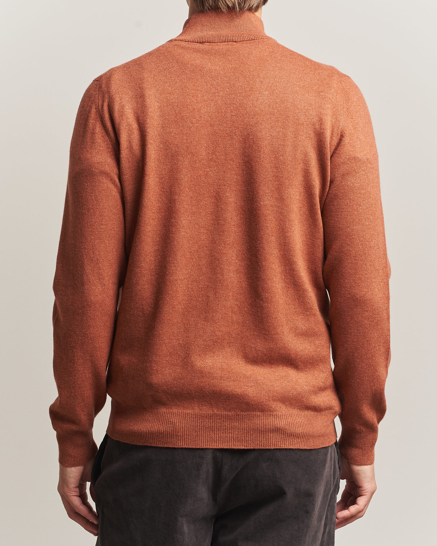 Mies | Puserot | Gran Sasso | Wool/Cashmere Half Zip Rust Orange