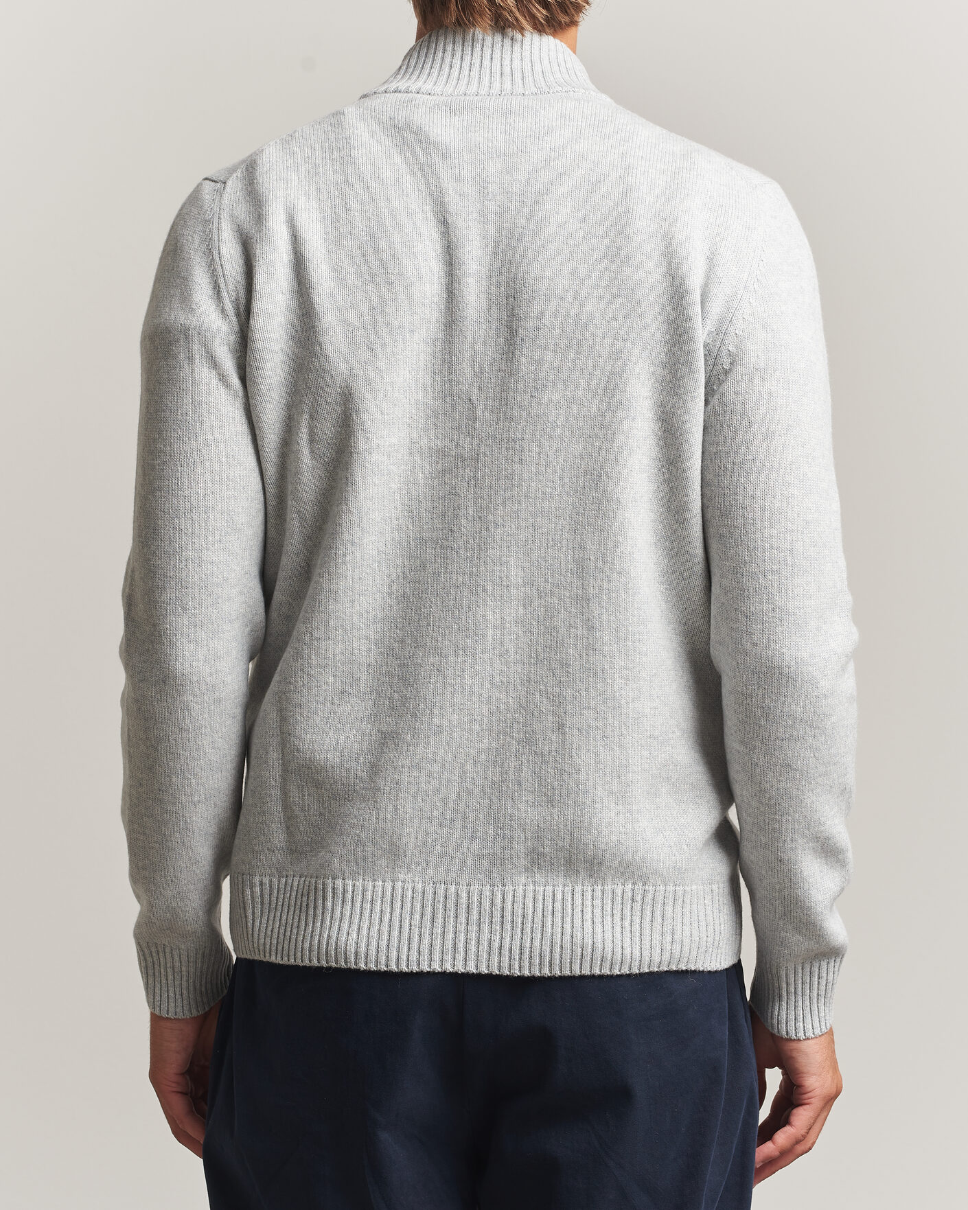 Mies | Puserot | Gran Sasso | Wool/Cashmere Full Zip Light Grey Melange