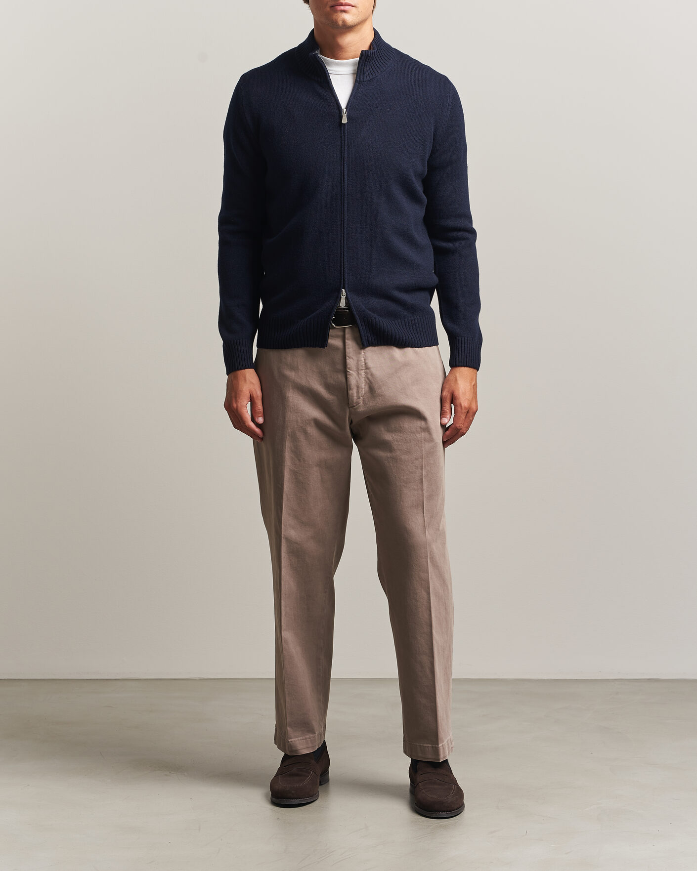 Mies | Puserot | Gran Sasso | Wool/Cashmere Full Zip Navy