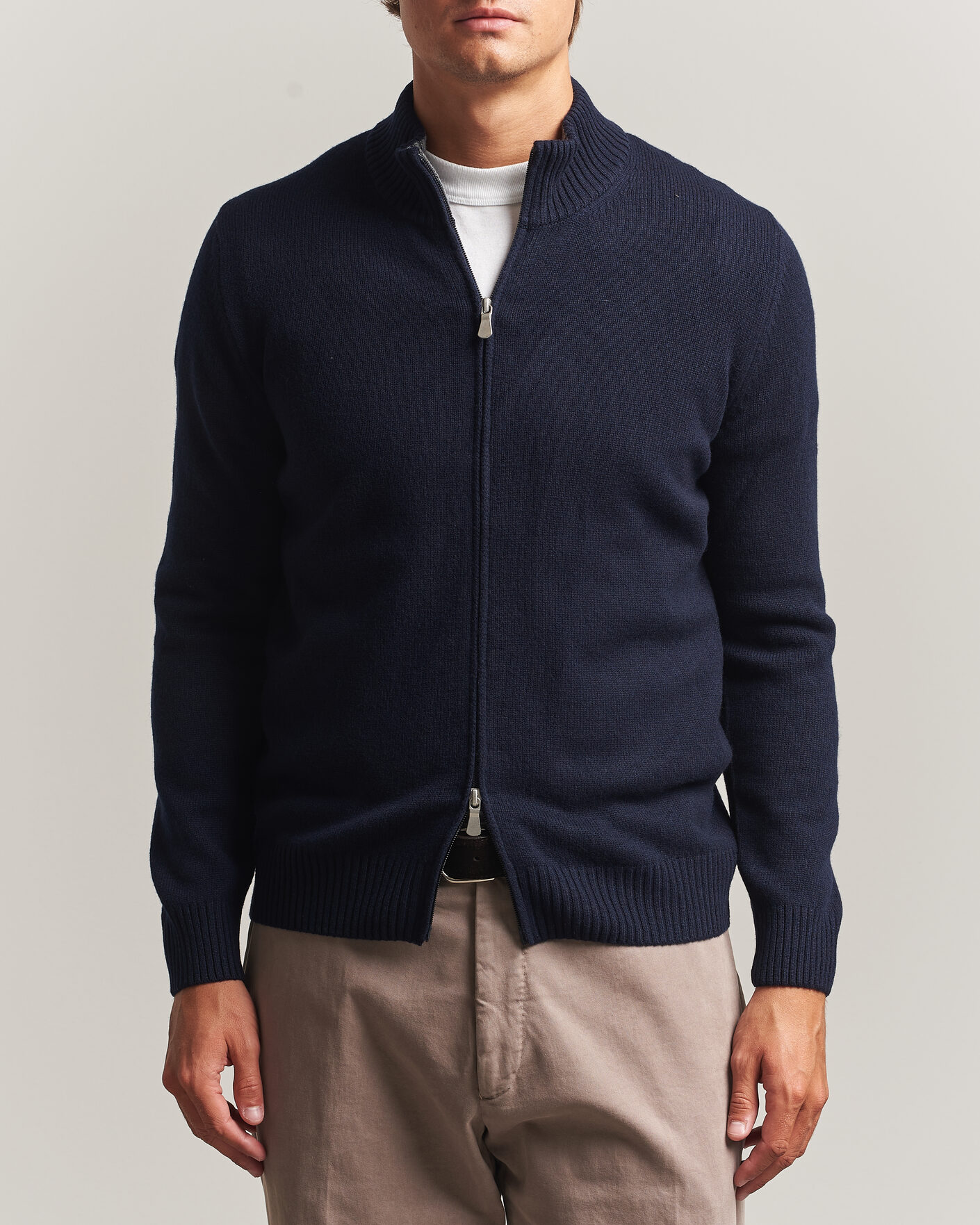 Mies | Puserot | Gran Sasso | Wool/Cashmere Full Zip Navy