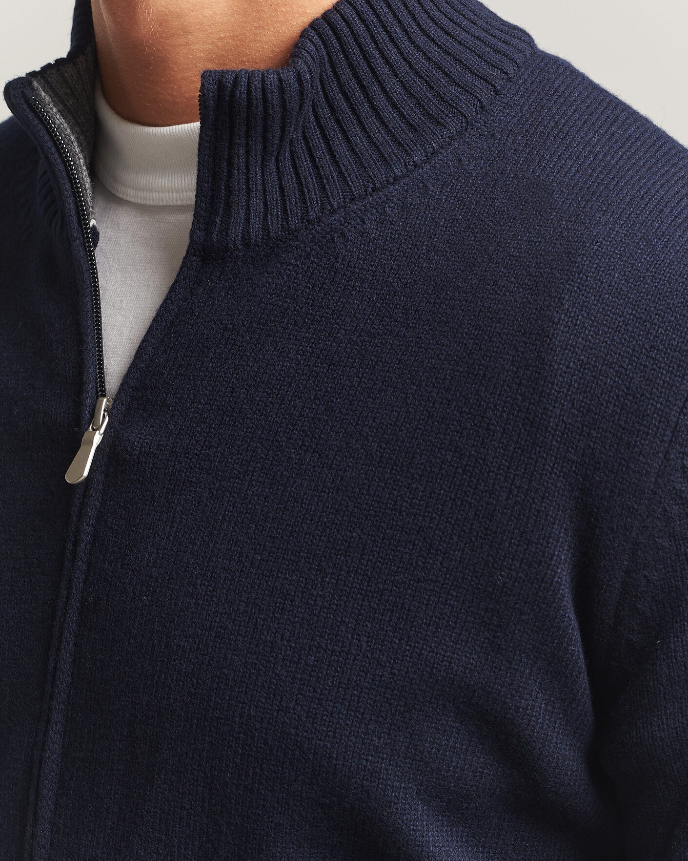 Mies | Puserot | Gran Sasso | Wool/Cashmere Full Zip Navy