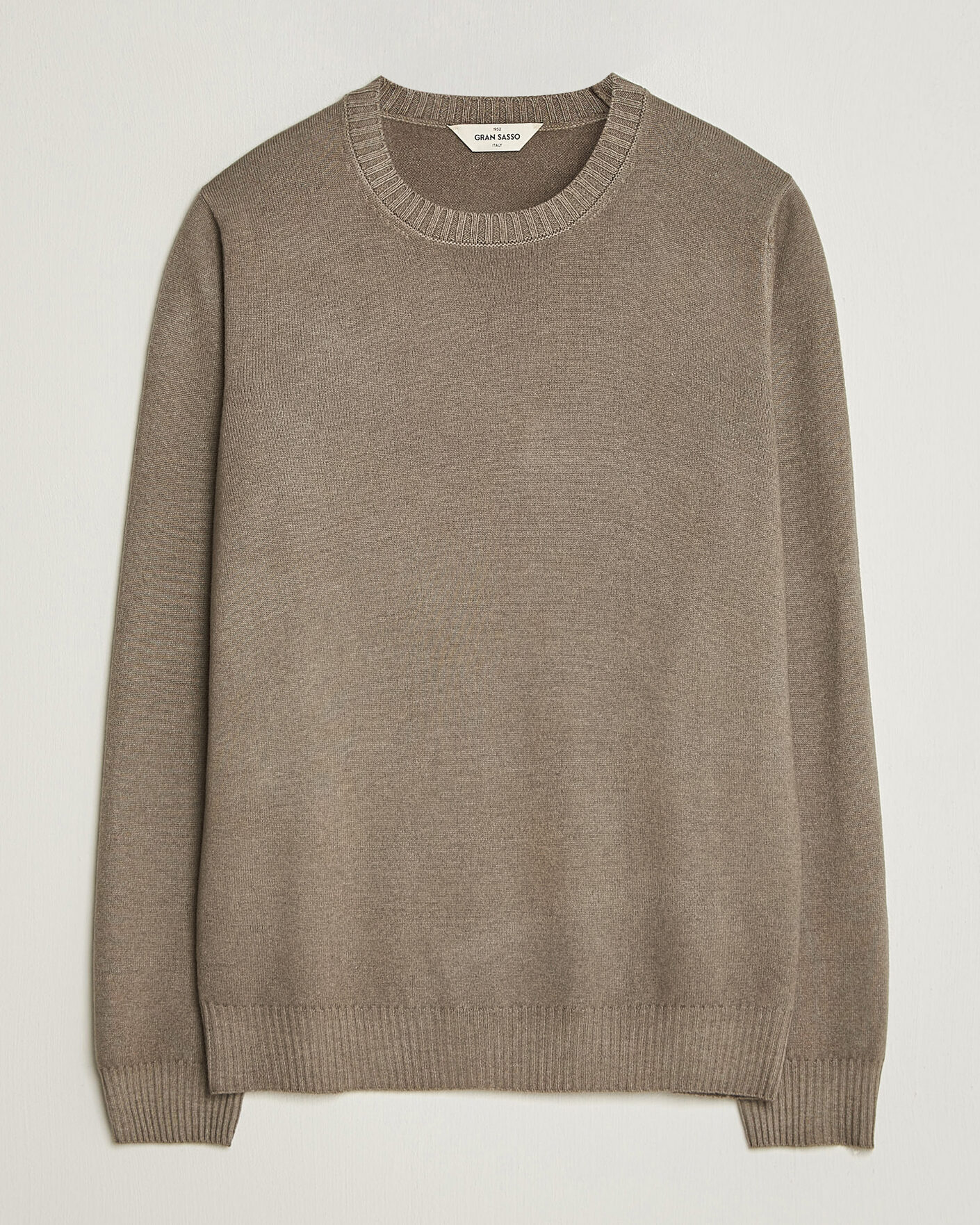 Mies | Puserot | Gran Sasso | Wool/Cashmere Washed Crew Neck Brown Melange
