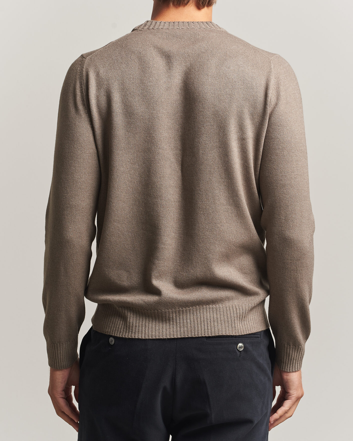 Mies | Puserot | Gran Sasso | Wool/Cashmere Washed Crew Neck Brown Melange