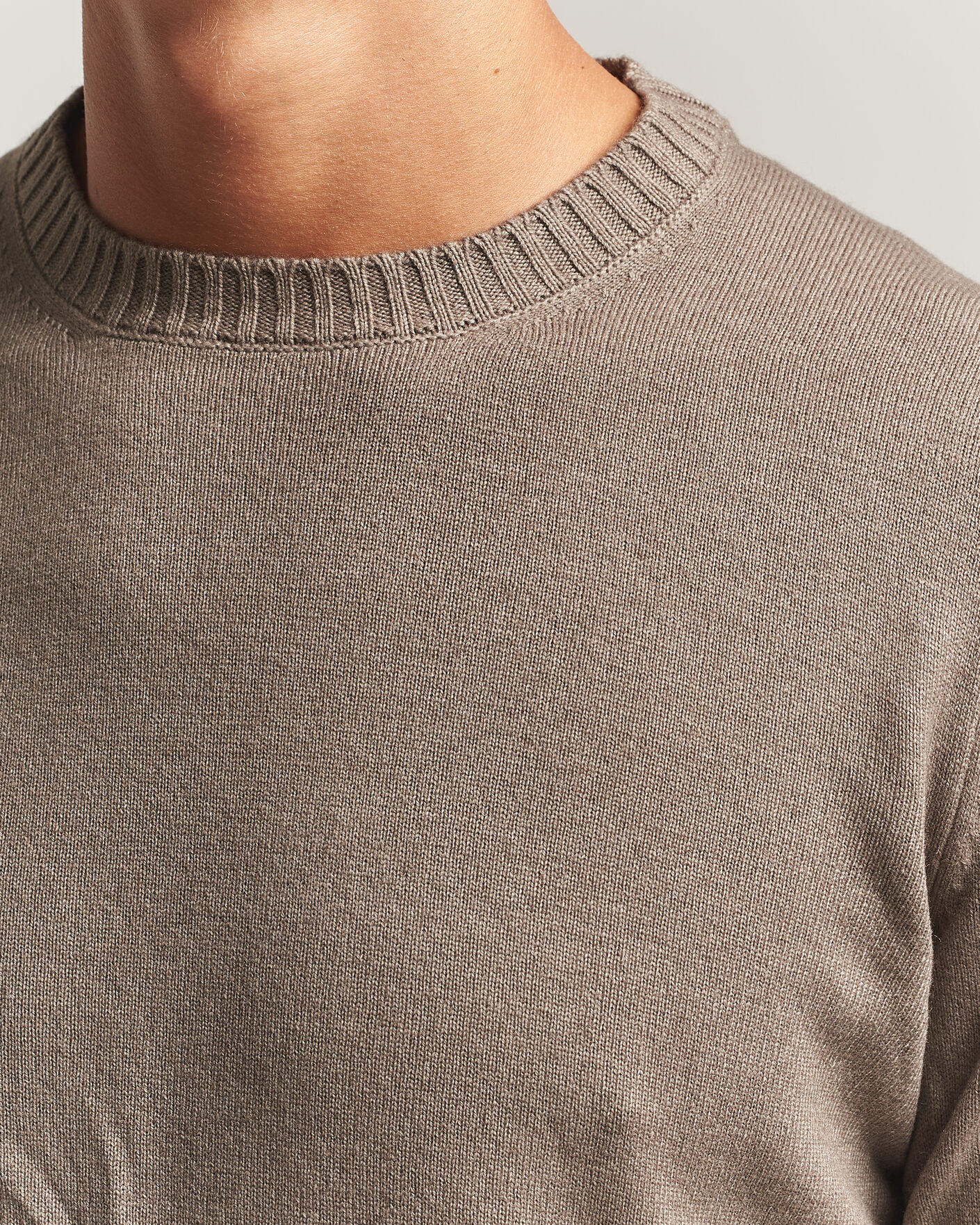 Mies | Puserot | Gran Sasso | Wool/Cashmere Washed Crew Neck Brown Melange