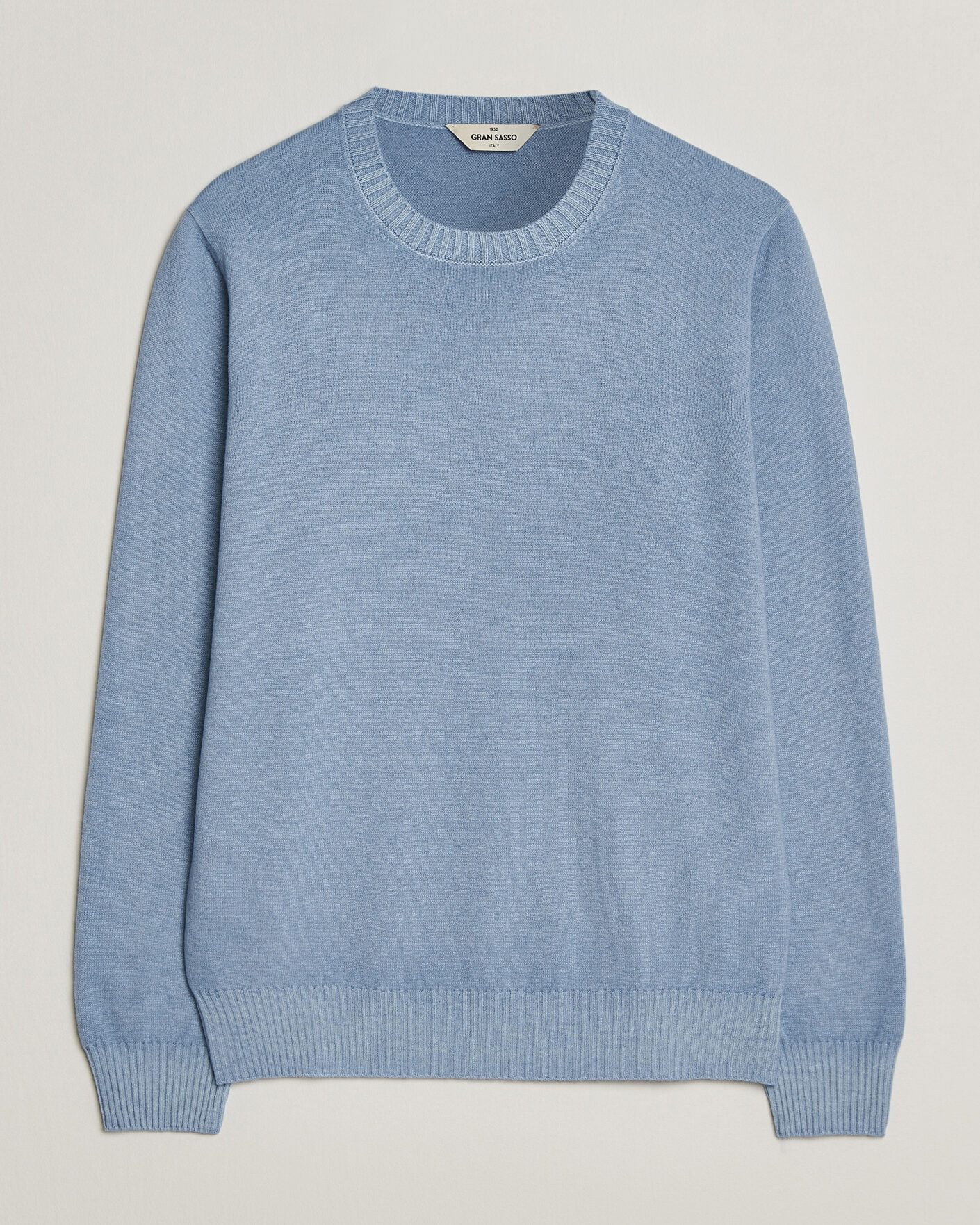 Mies | Puserot | Gran Sasso | Wool/Cashmere Washed Crew Neck Blue Melange