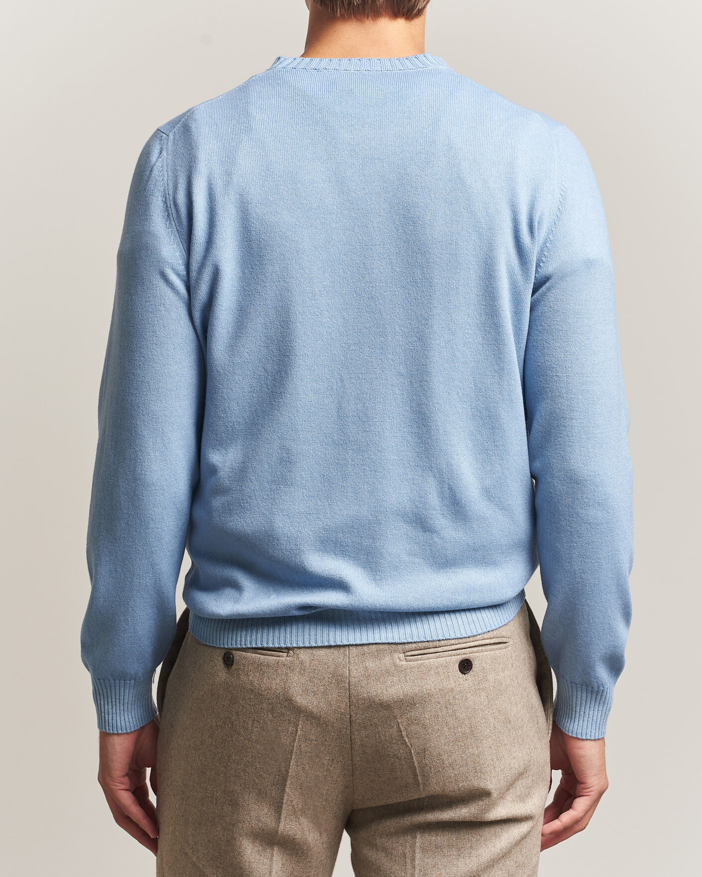 Mies | Puserot | Gran Sasso | Wool/Cashmere Washed Crew Neck Blue Melange
