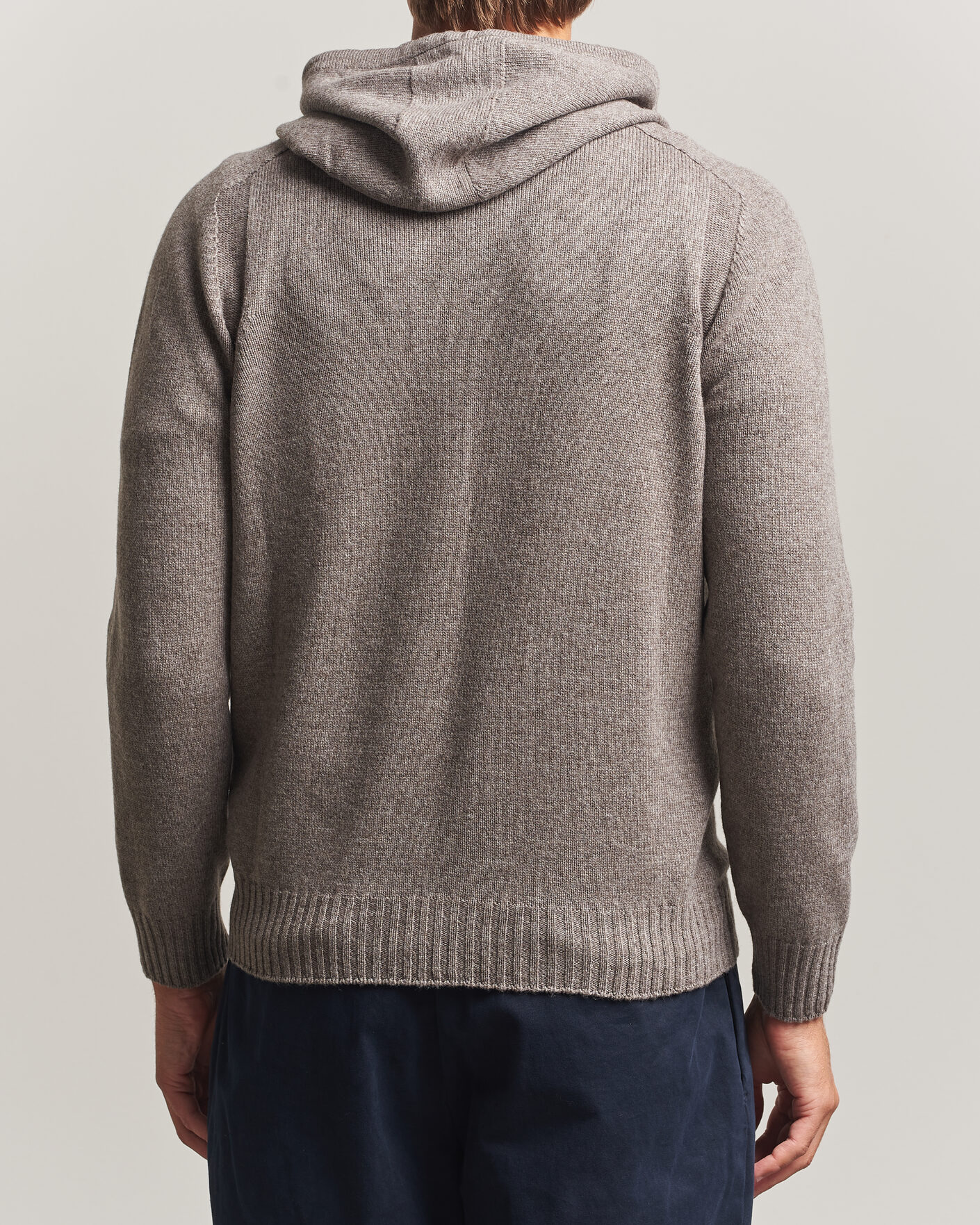 Mies | Puserot | Gran Sasso | Full Zip Wool Hoodie Taupe Melange