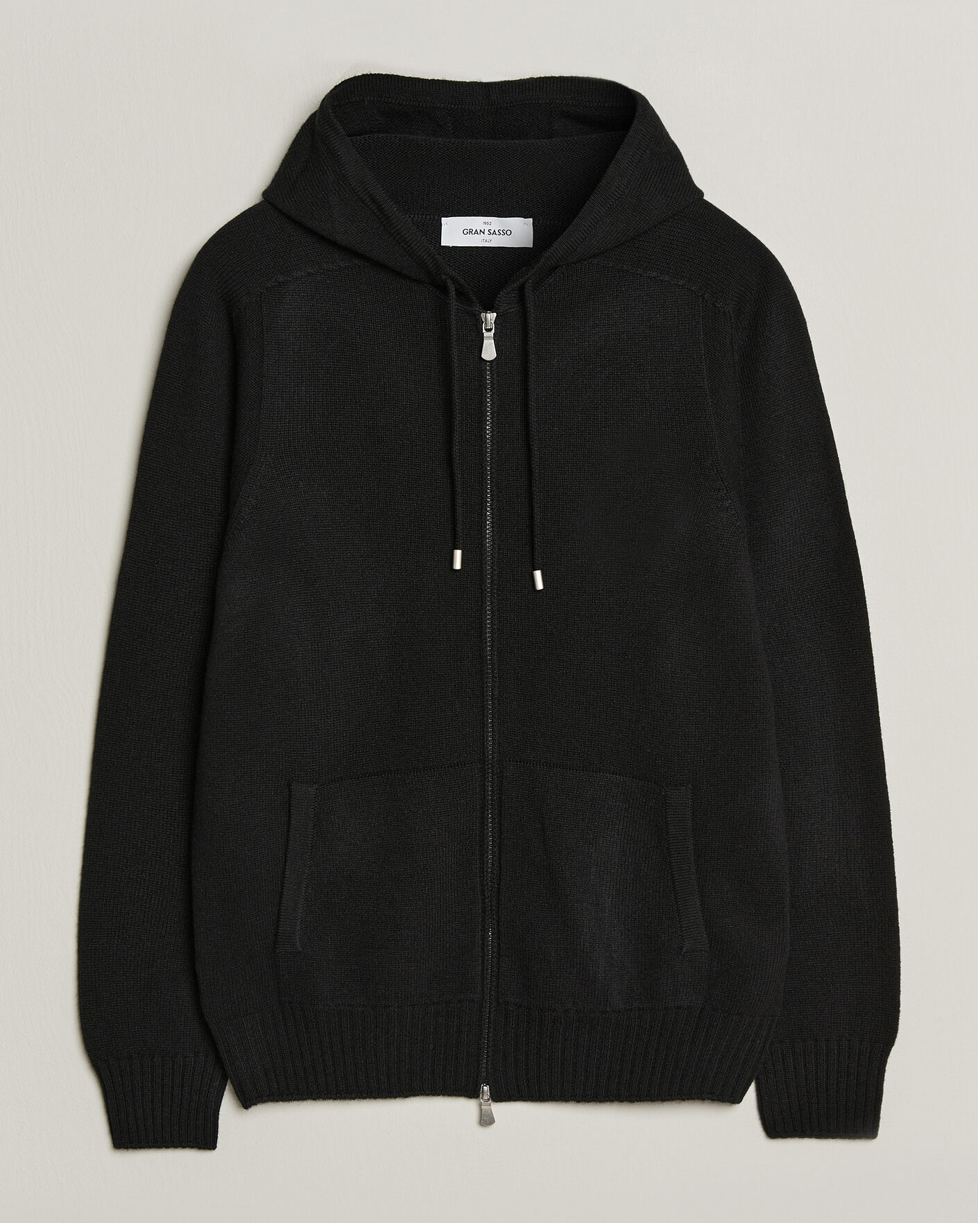 Mies | Puserot | Gran Sasso | Full Zip Wool Hoodie Black