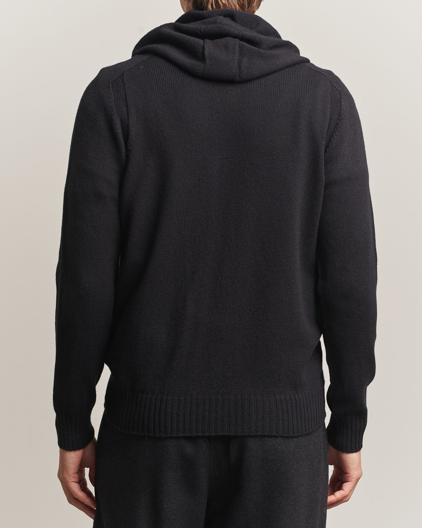 Mies | Puserot | Gran Sasso | Full Zip Wool Hoodie Black