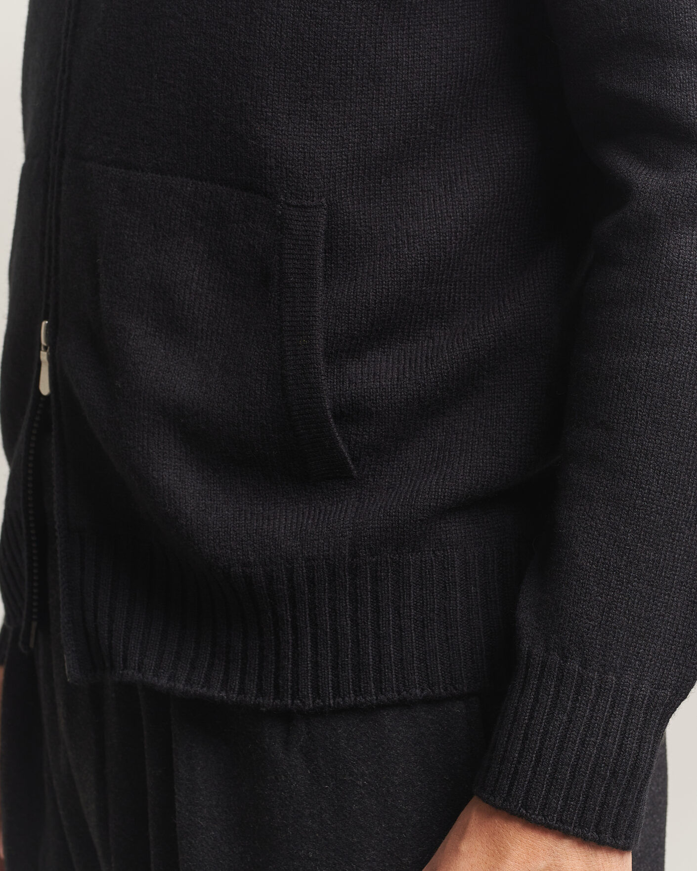 Mies | Puserot | Gran Sasso | Full Zip Wool Hoodie Black