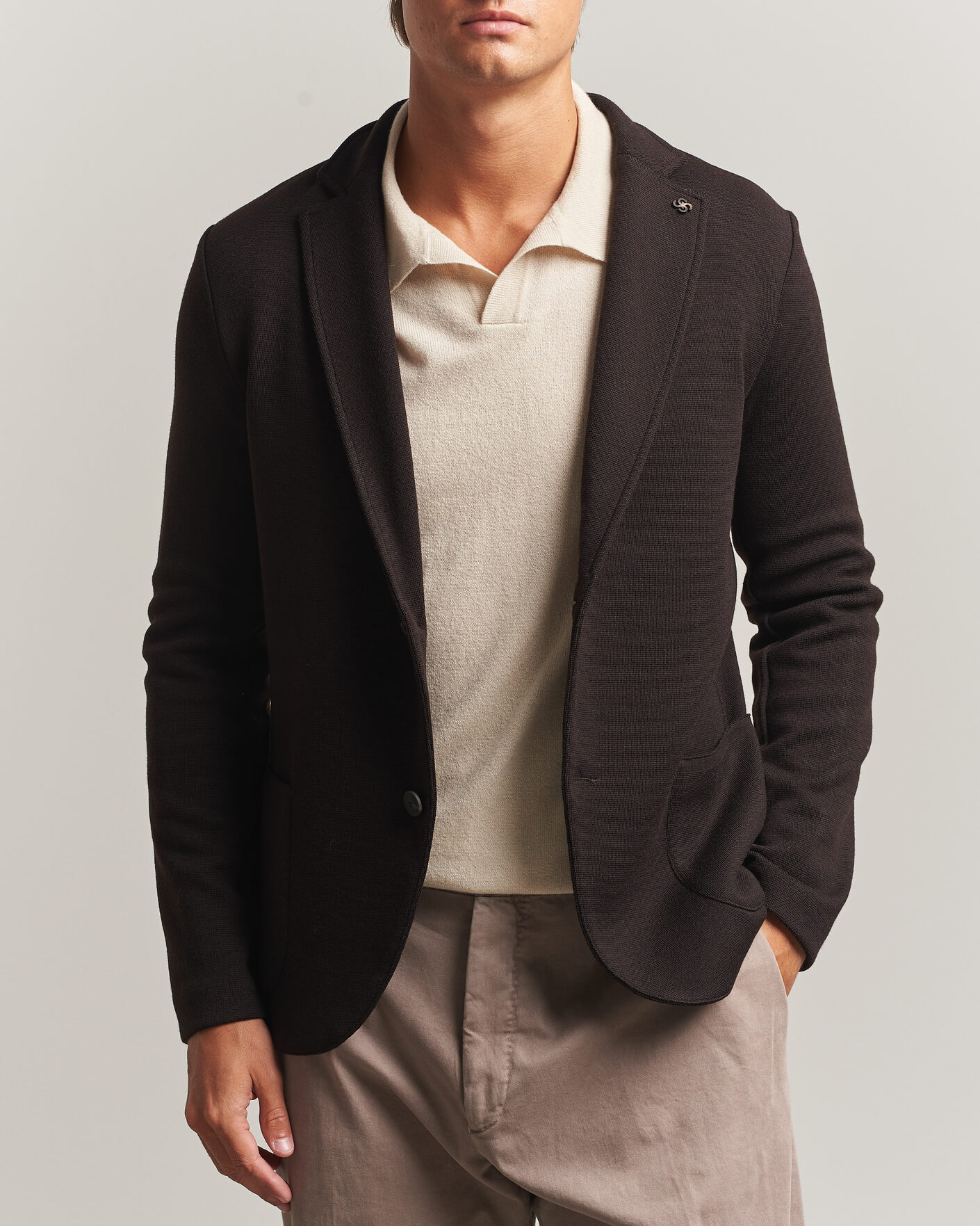 Mies | Pikkutakit | Gran Sasso | Rainwool Knitted Blazer Dark Brown