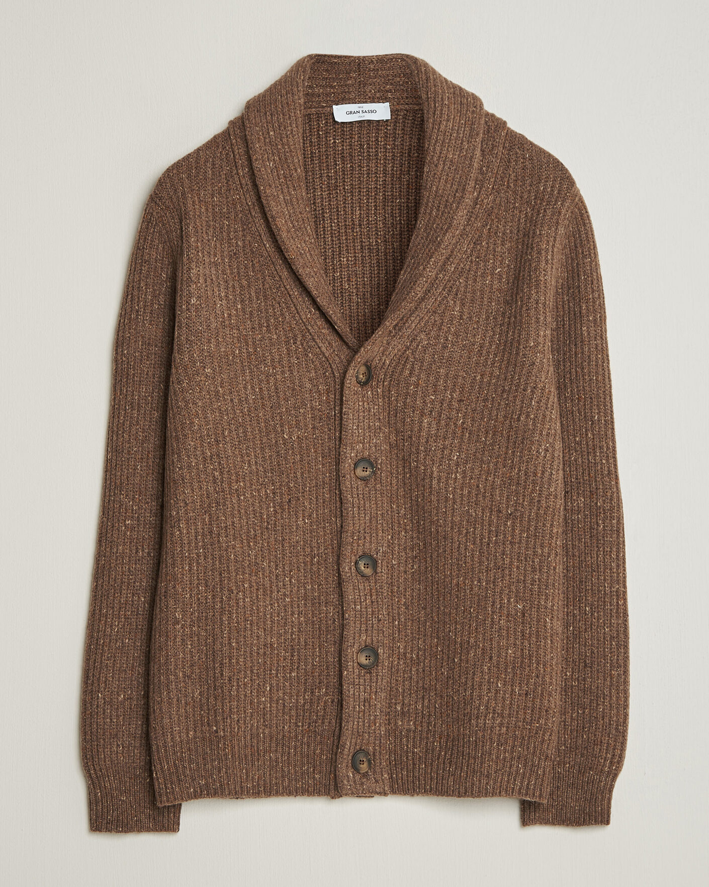 Mies | Puserot | Gran Sasso | Wool/Cashmere Donegal Cardigan Brown