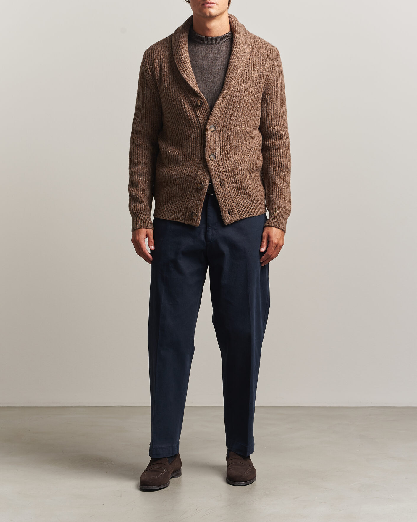 Mies | Puserot | Gran Sasso | Wool/Cashmere Donegal Cardigan Brown