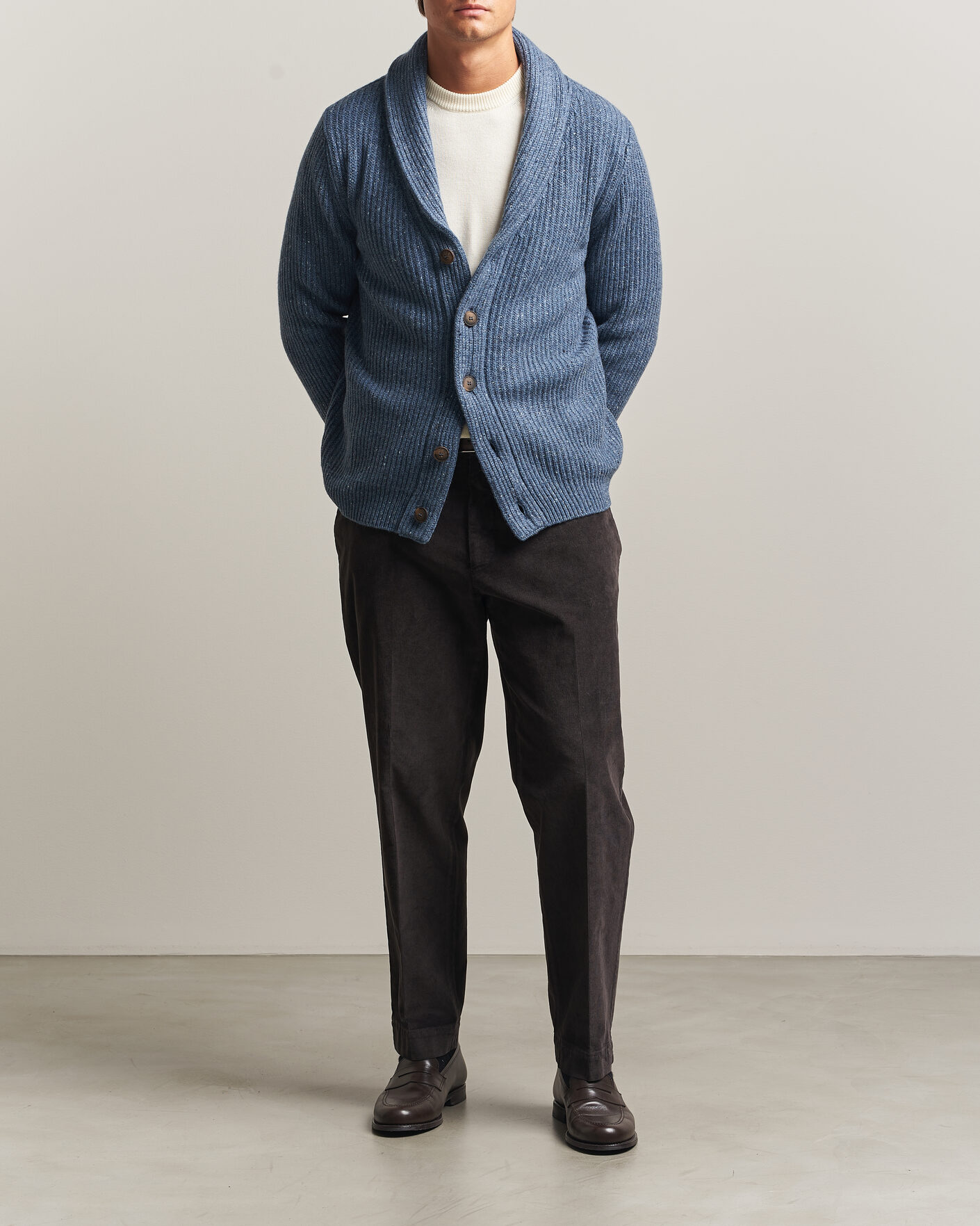 Mies | Puserot | Gran Sasso | Wool/Cashmere Donegal Cardigan Blue