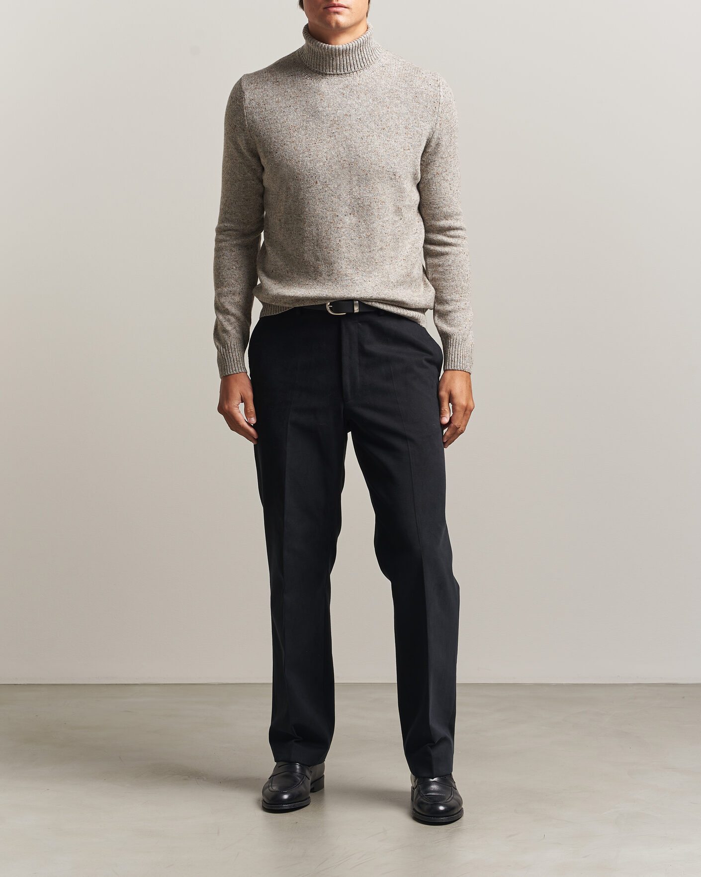 Mies | Puserot | Gran Sasso | Wool/Cashmere Donegal Rollneck Beige