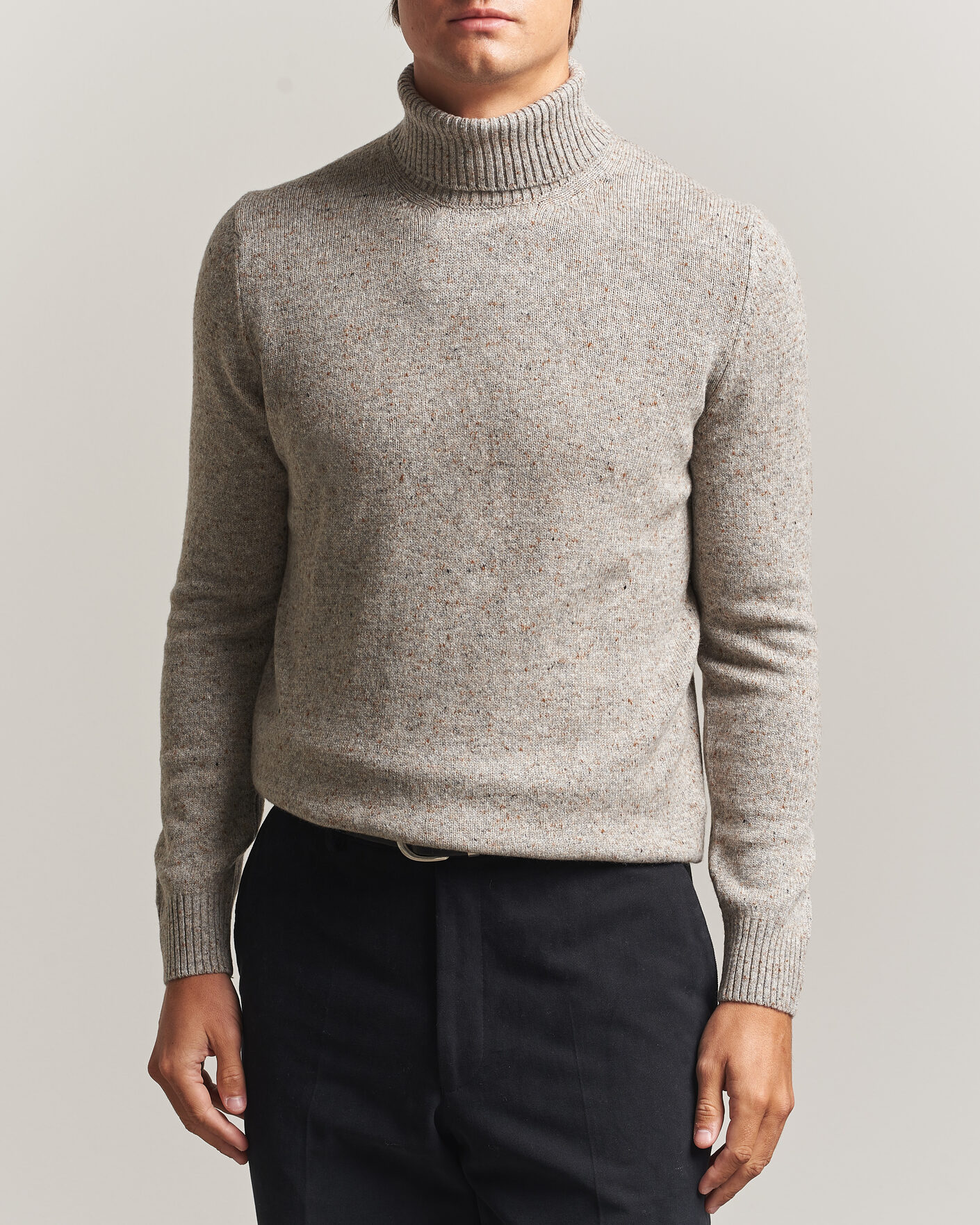 Mies | Puserot | Gran Sasso | Wool/Cashmere Donegal Rollneck Beige