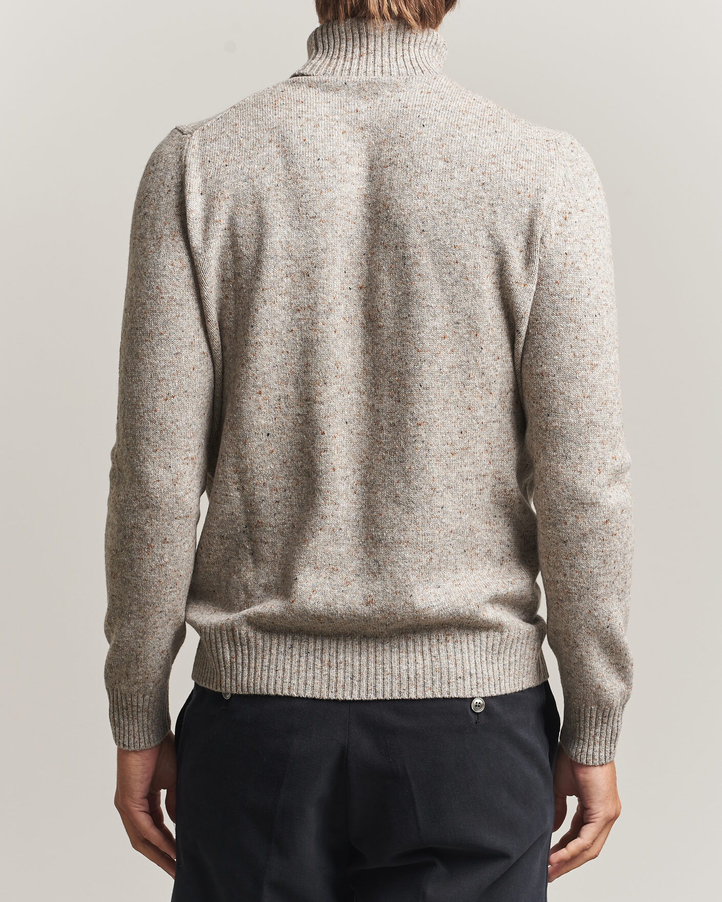 Mies | Puserot | Gran Sasso | Wool/Cashmere Donegal Rollneck Beige