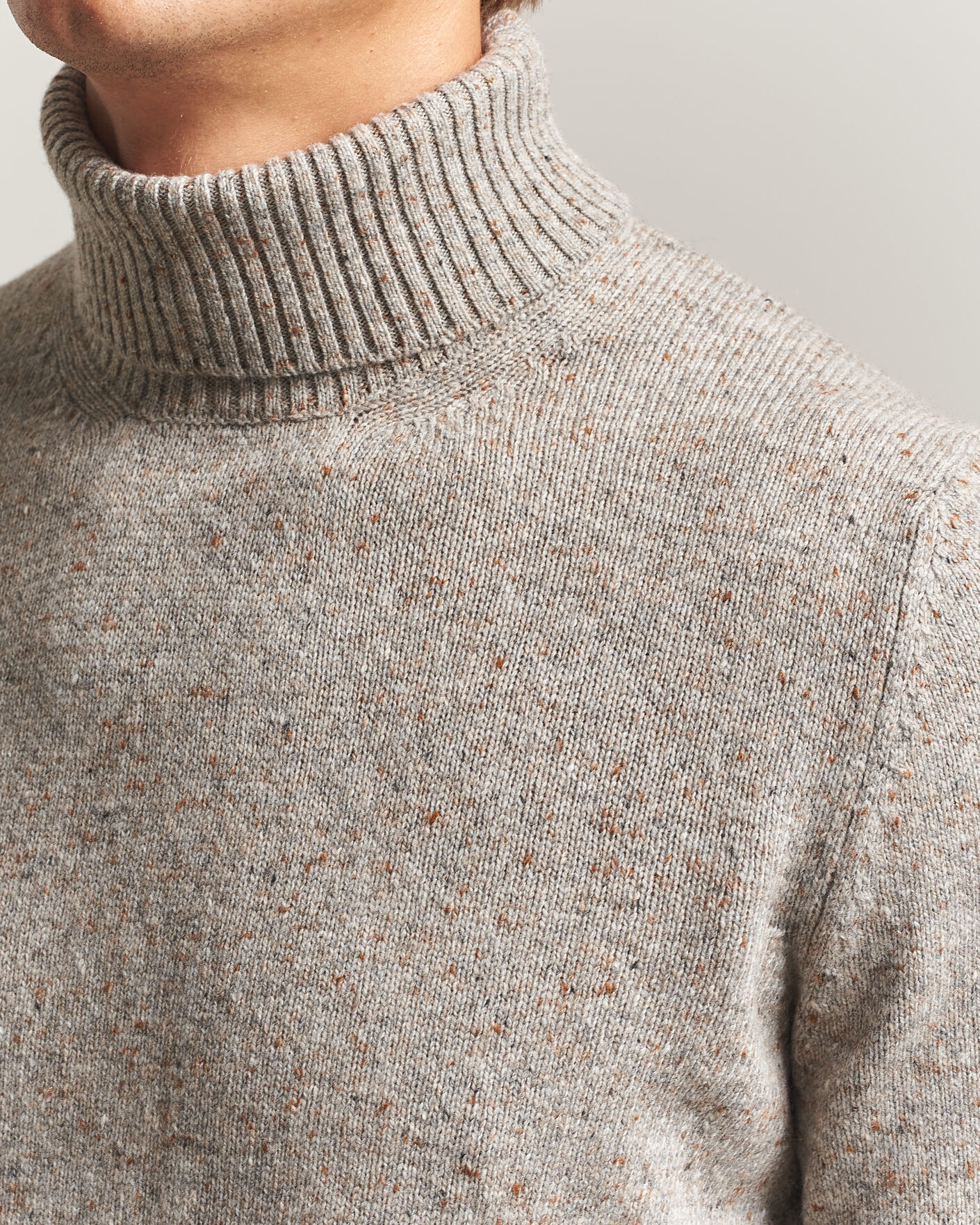 Mies | Puserot | Gran Sasso | Wool/Cashmere Donegal Rollneck Beige