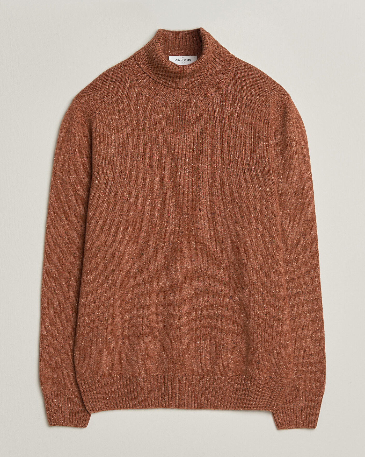 Mies | Puserot | Gran Sasso | Wool/Cashmere Donegal Rollneck Rust Orange